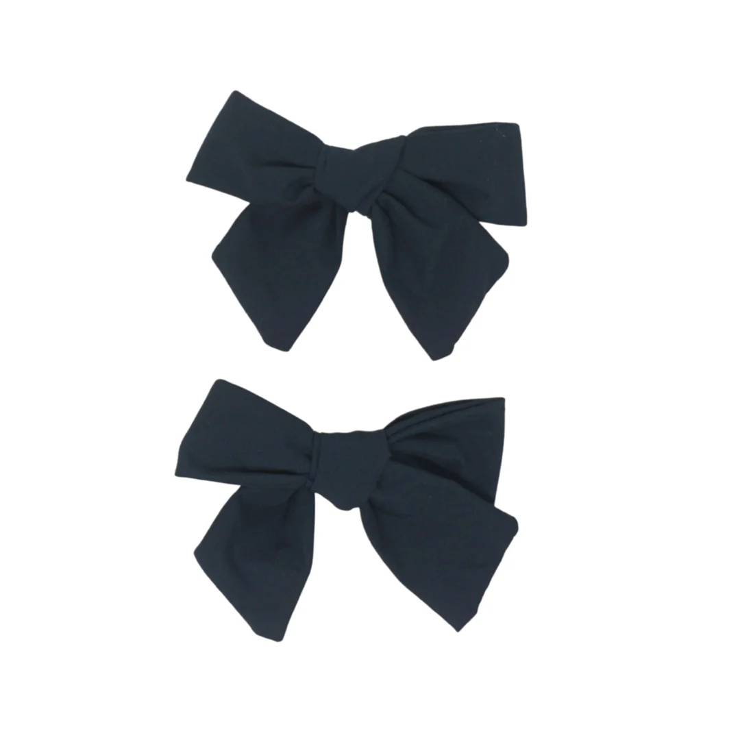 Bandeau Taffeta Mini Bow Clip Set Navy Final Sale