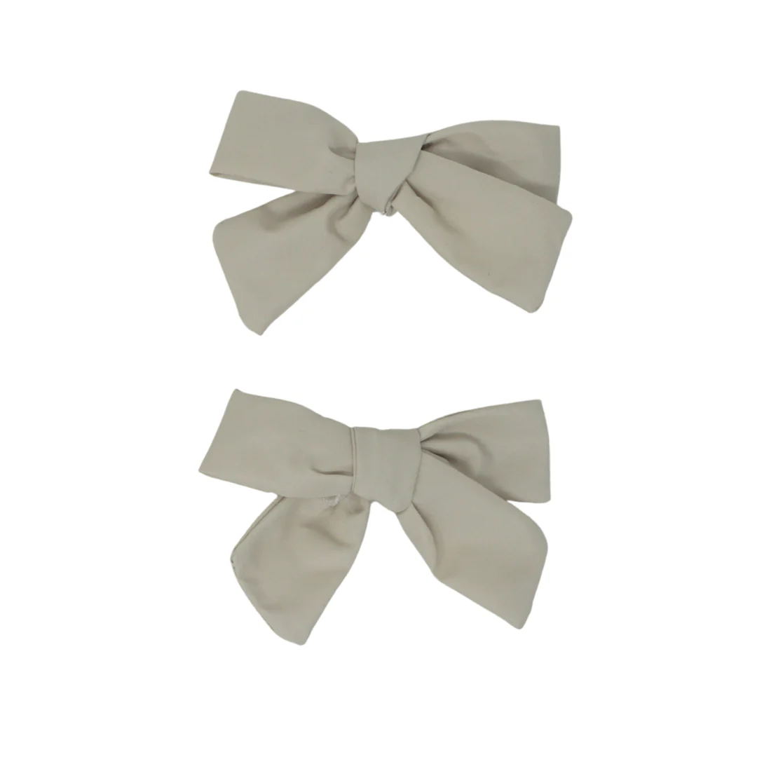Bandeau Taffeta Mini Bow Clip Set Nude Taupe Final Sale