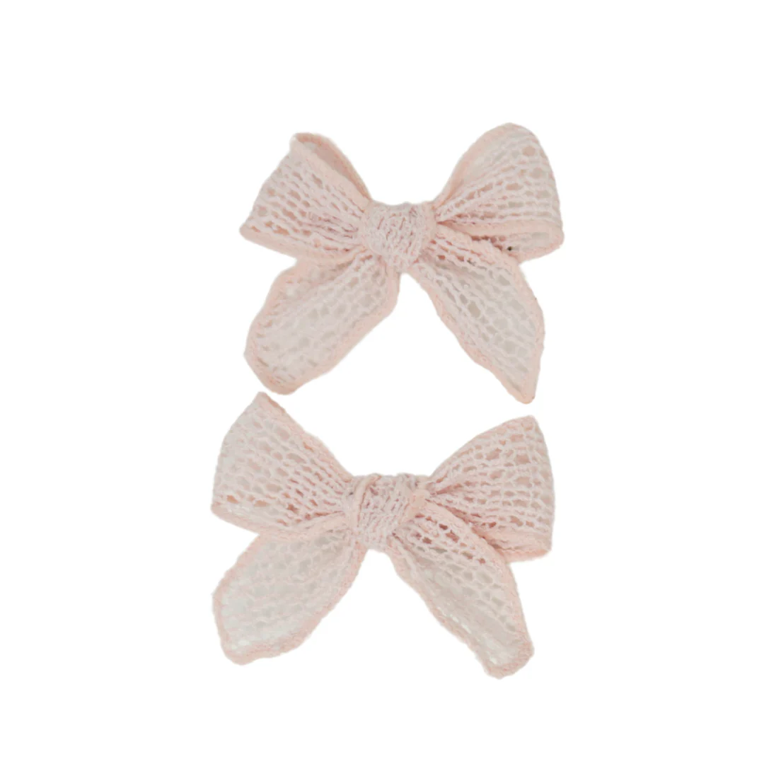 Bandeau Netting Crochet Mini Bow Clip Pale Pink Final Sale