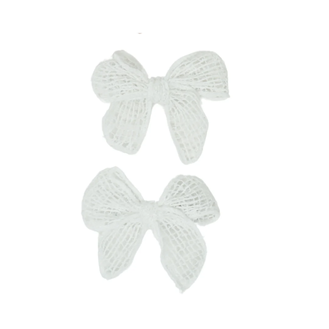 Bandeau Netting Crochet Mini Bow Clip White Final Sale