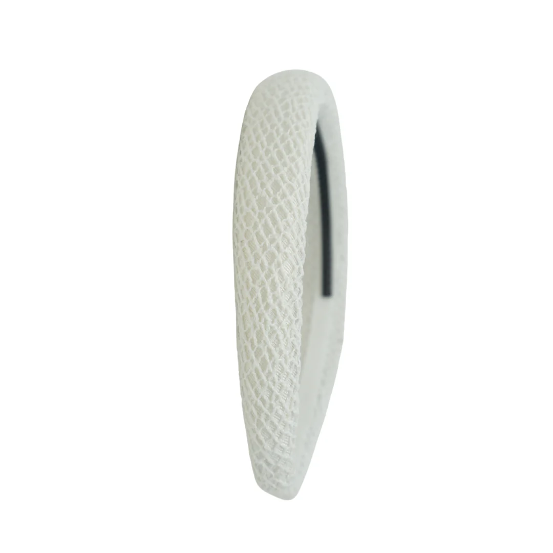 Bandeau Netting Crochet Padded Headband White Final Sale