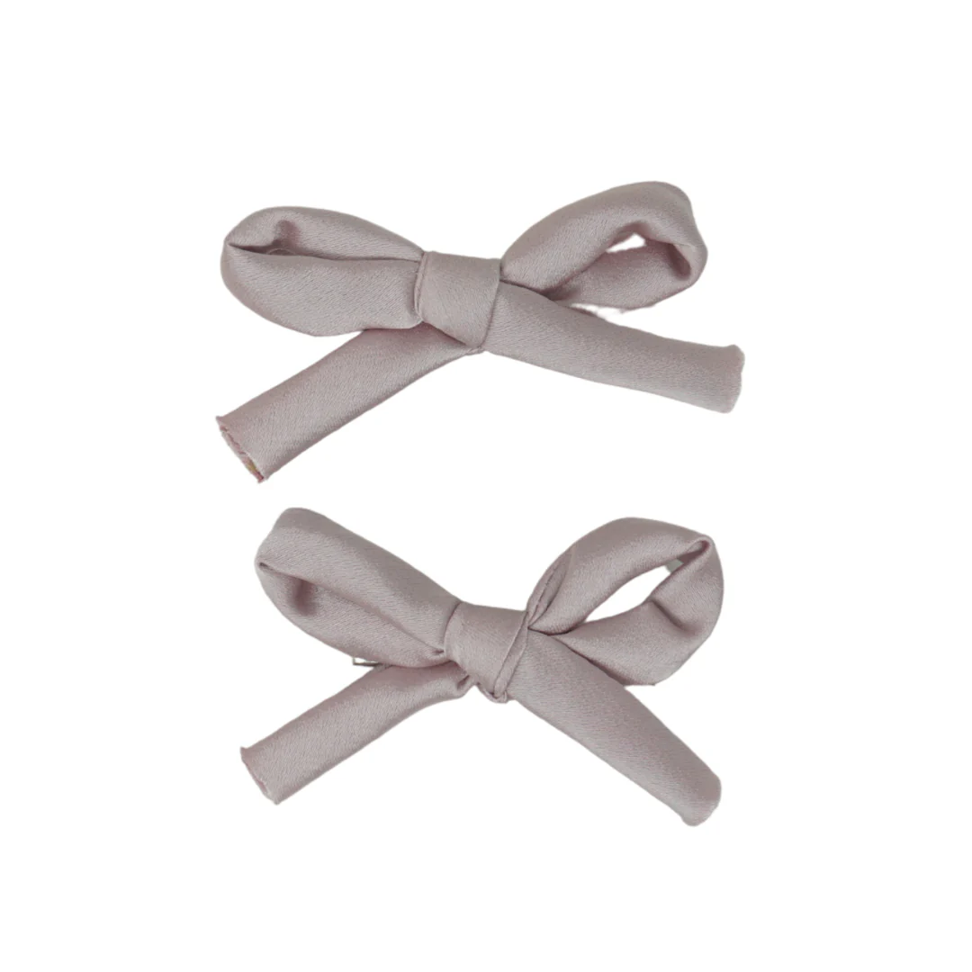 Bandeau Silky Rope Mini Bow Clip Set Lilac Pink Final Sale
