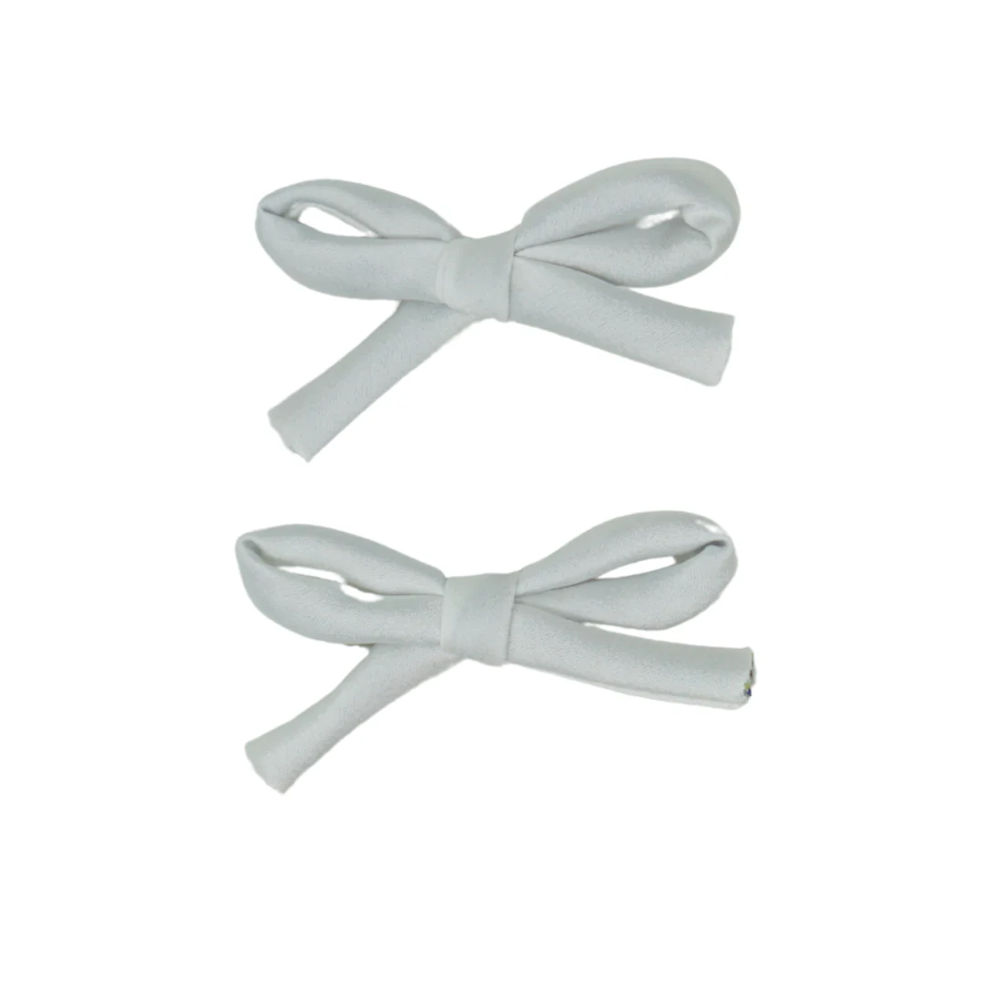 Bandeau Silky Rope Mini Bow Clip Set White Final Sale