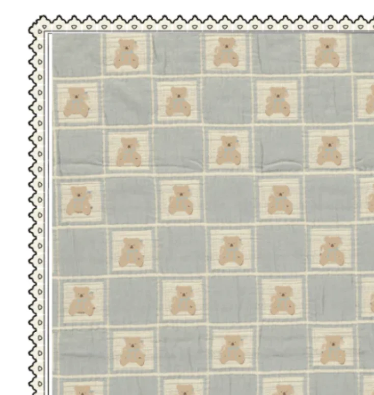 Bebe Organic Blue Teddy Patchwork Teddy Bear Blanket
