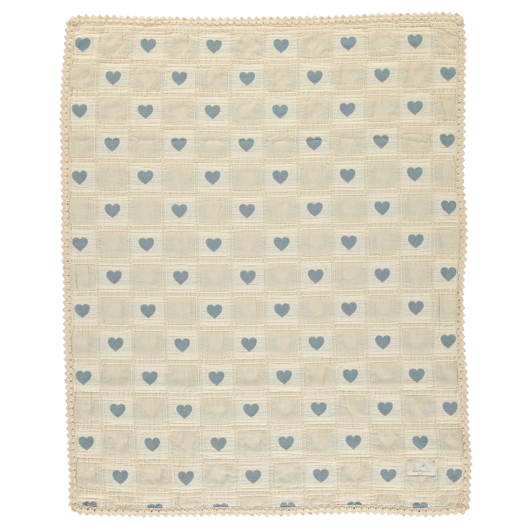Bebe Organic Heart Blanket Heart Blue Patchwork - Image 2