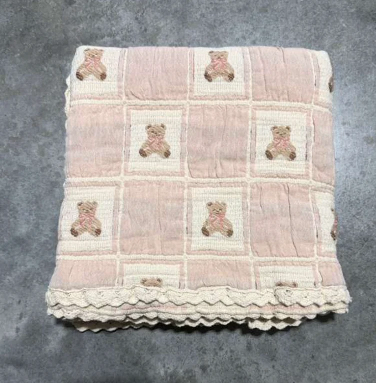 Bebe Organic Mauve Teddy Patchwork Teddy Bear Blanket