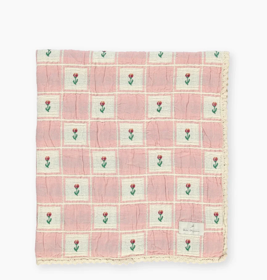 Bebe Organic Mauve Tulip Patchwork Bella Special Blanket - Image 4