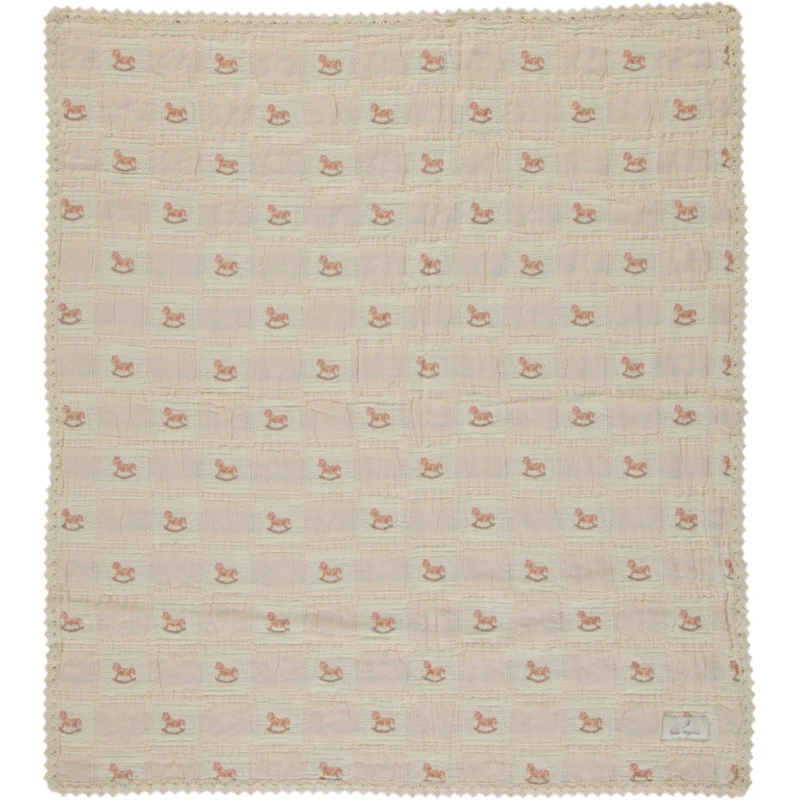 Bebe Organic Shell Pink Horse Patchwork Rocking Horse Blanket - Image 3
