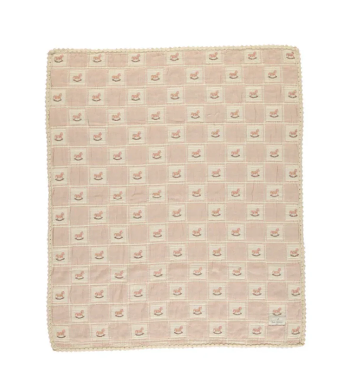Bebe Organic Shell Pink Horse Patchwork Rocking Horse Blanket - Image 4