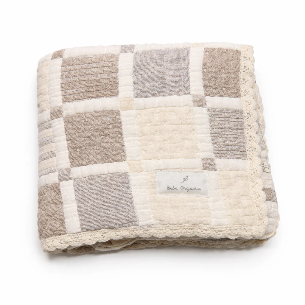 Bebe Organic Taupe Patchwork Mai Blanket