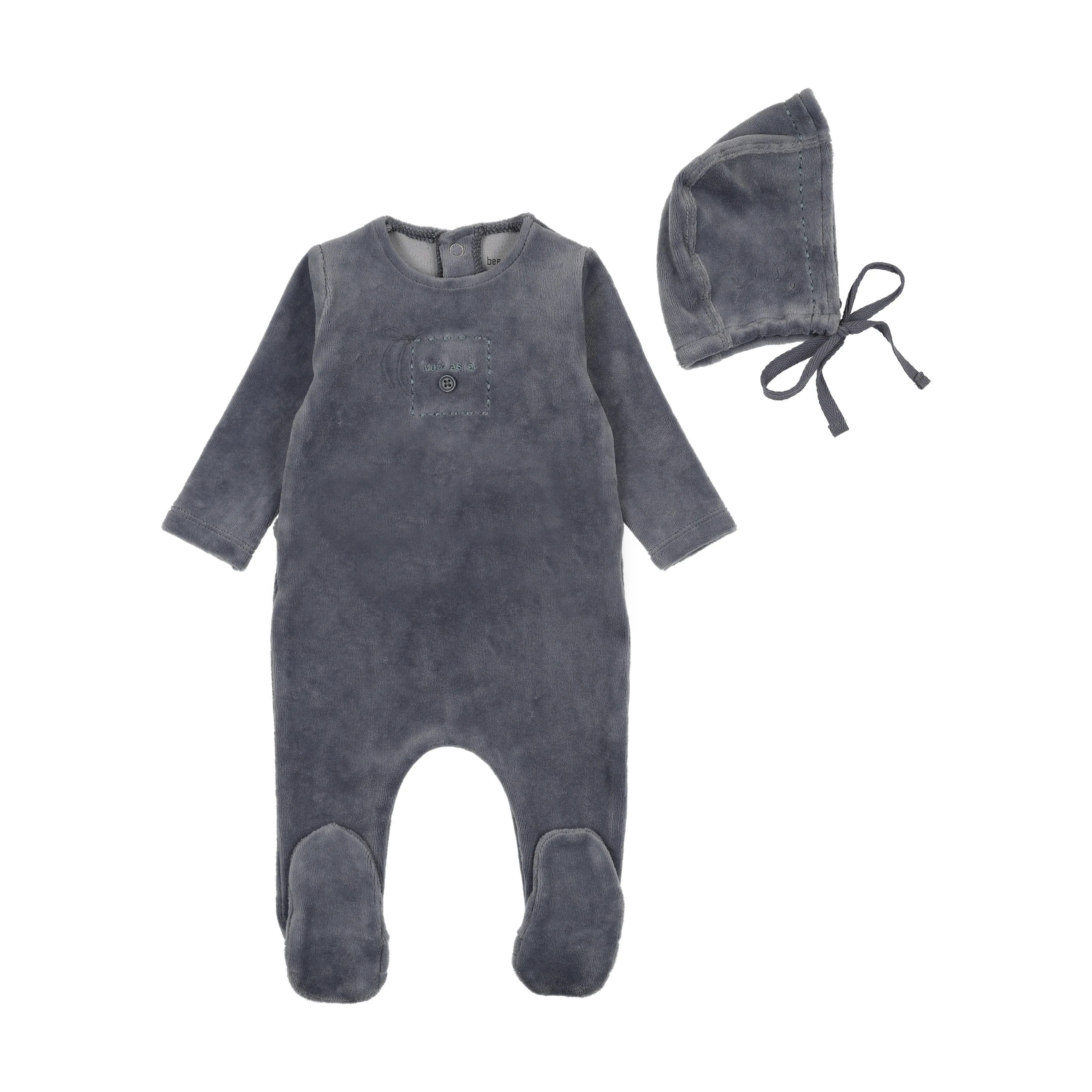 Bee & Dee Blue Horizon Cute As A Button Footie/Bonnet