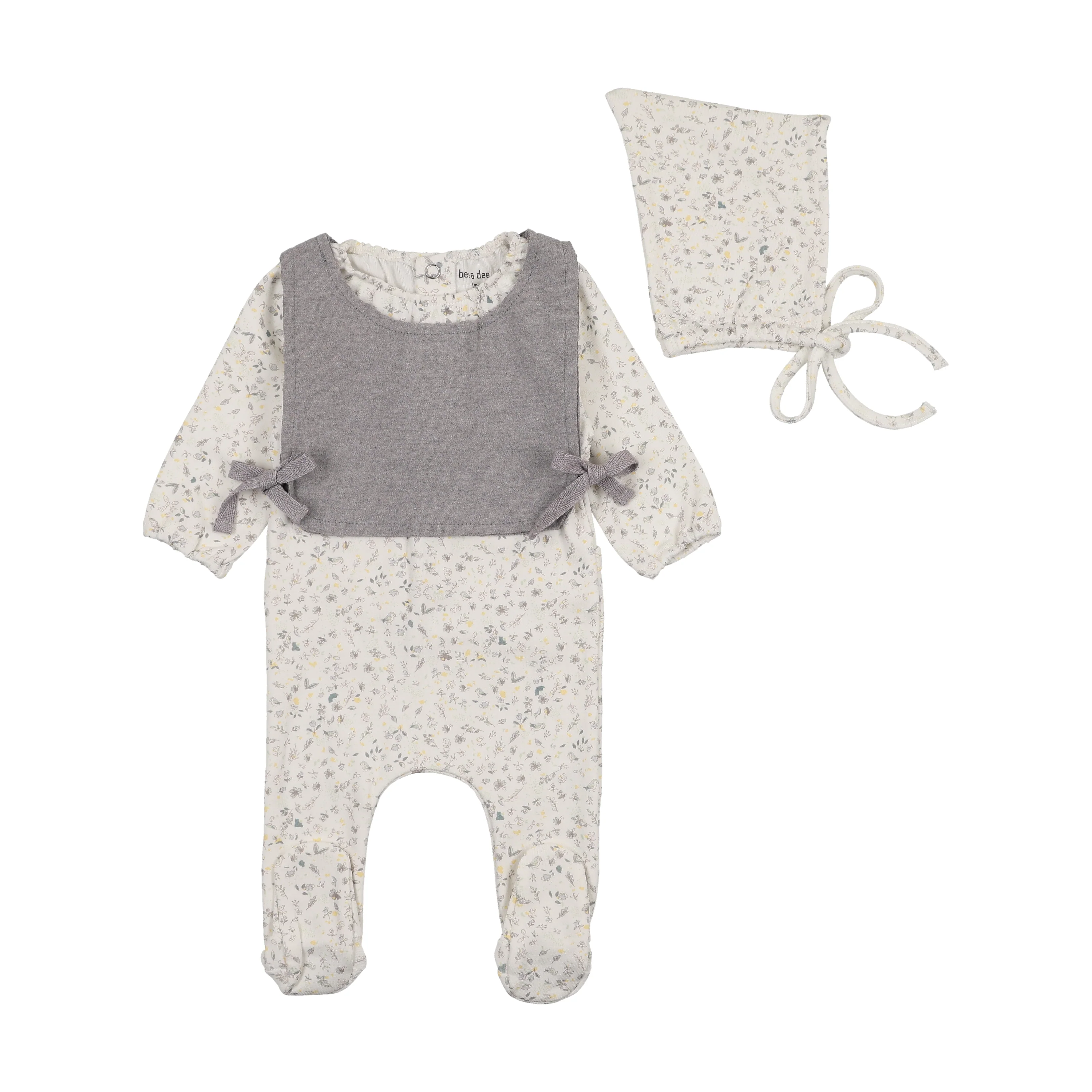 Bee & Dee Boys Print Whimsical Bloom Footie/Bonnet