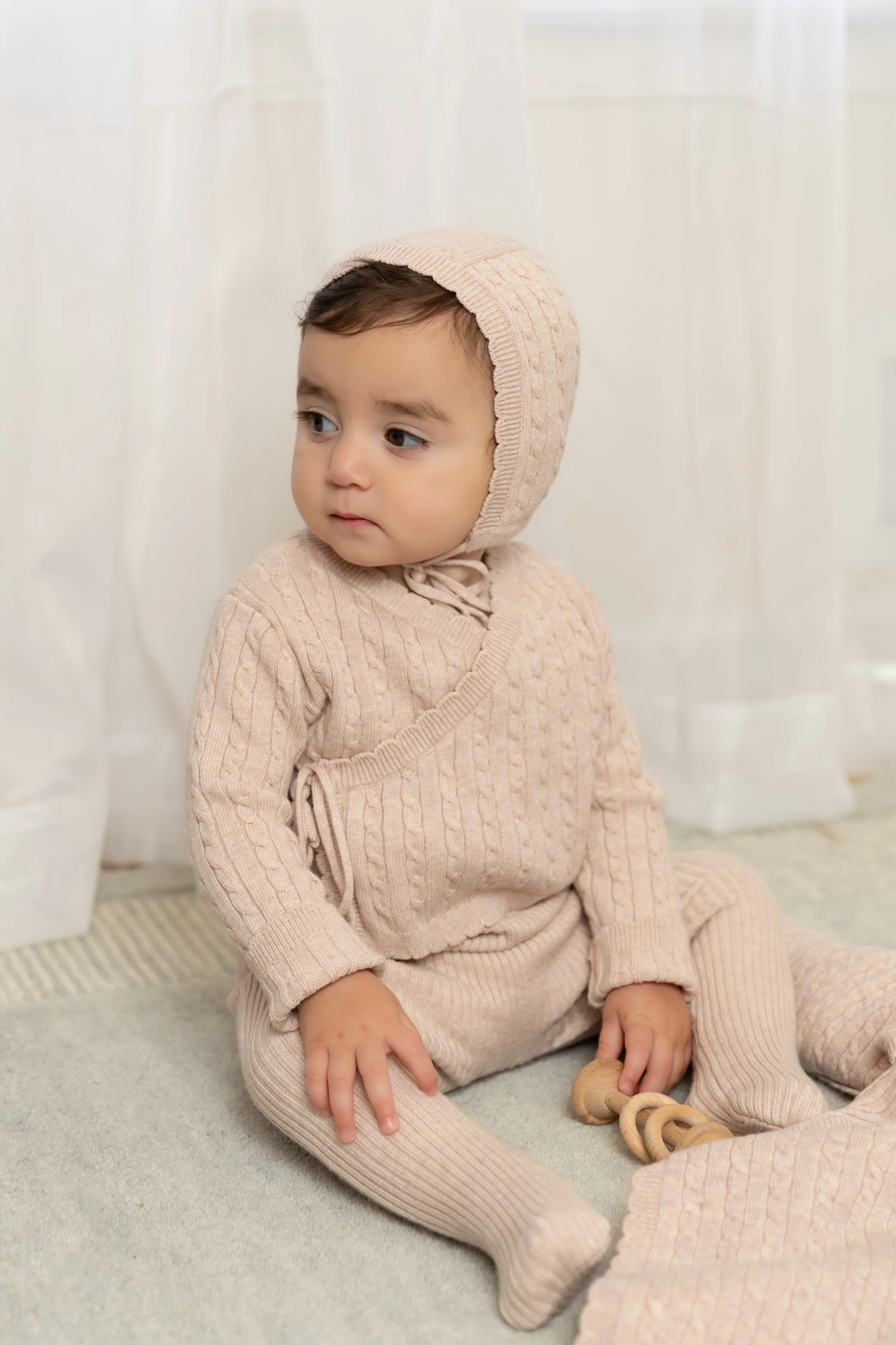 Bee & Dee Marled Pink Soft Cable Knit Outfit - Image 2