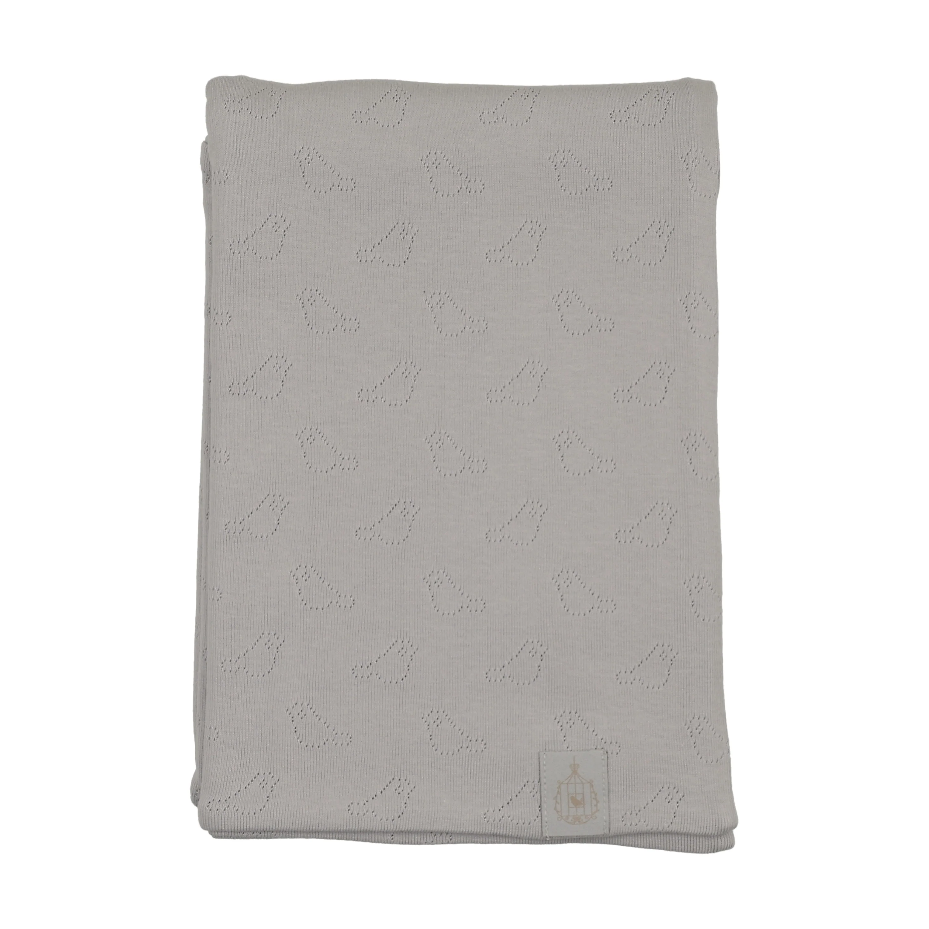 Bee & Dee Bird Pointelle Dusty Blue Blanket