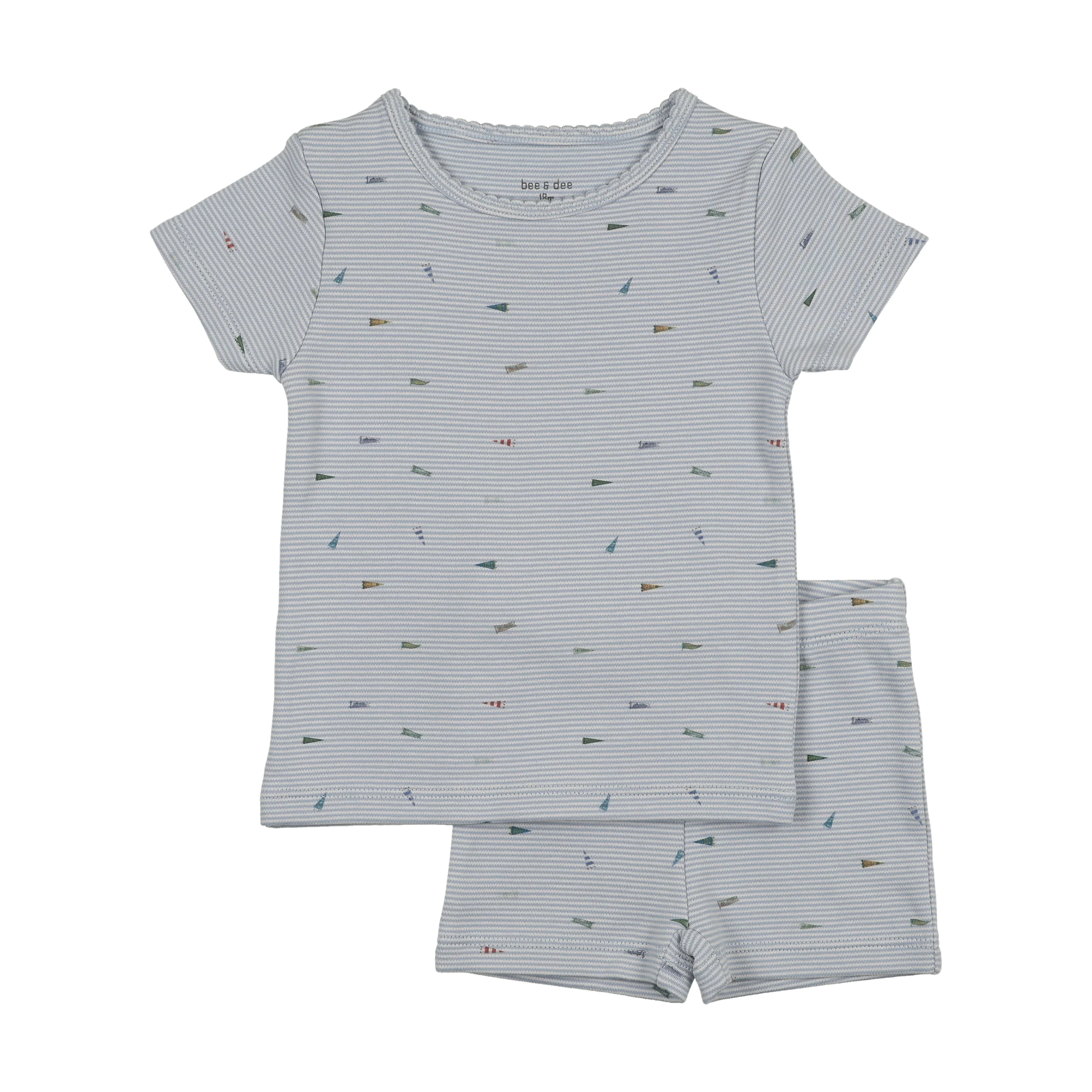Bee & Dee Flag/Bow Print 2 Piece Blue Fog