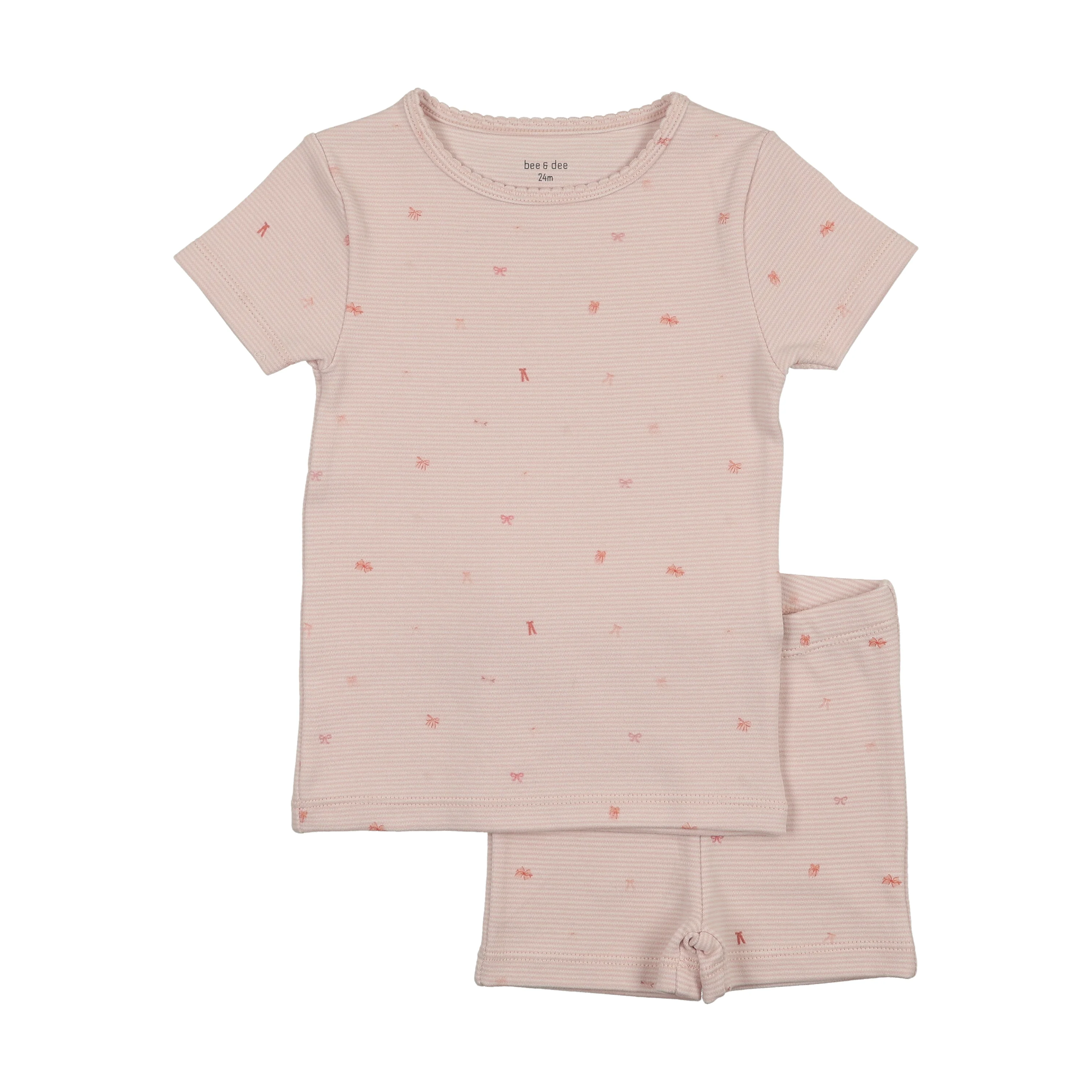 Bee & Dee Flag/Bow Print 2 Piece Dusty Pink