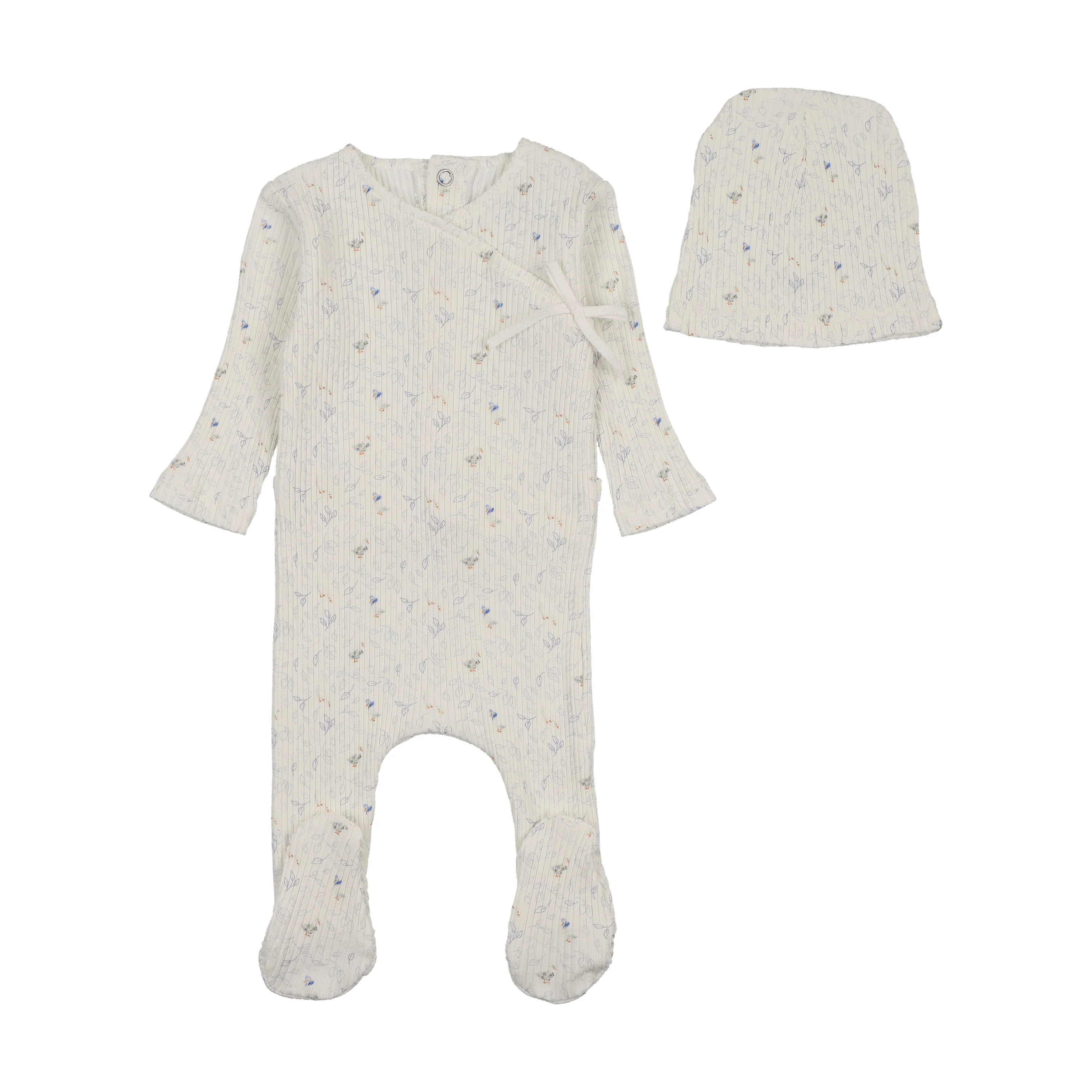 Bee & Dee Geese Wide Ribbed Footie/Beanie Chalk White Boys