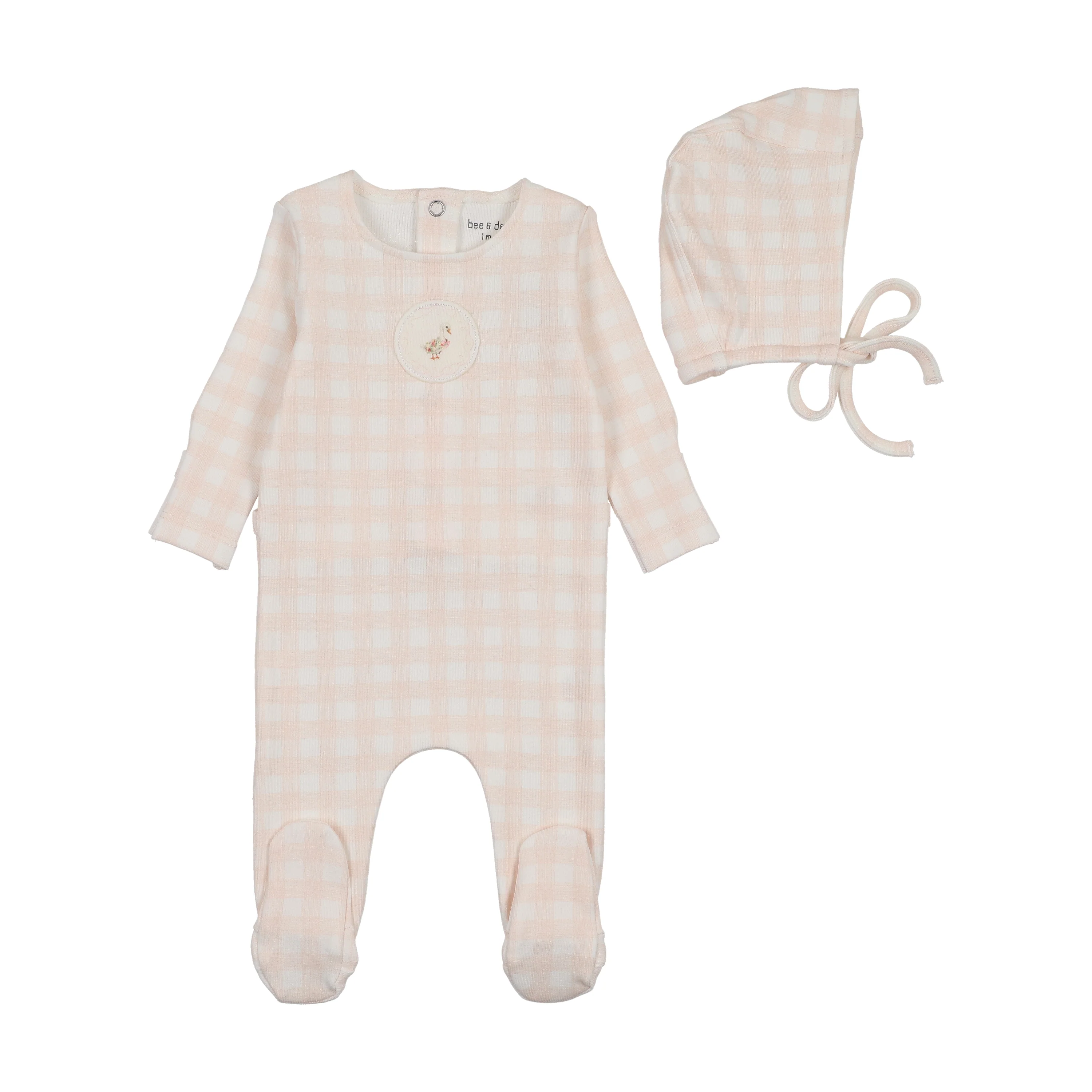 Bee & Dee Goose Plaid Footie/Boonet Chalk White Girls Foldover Cuff