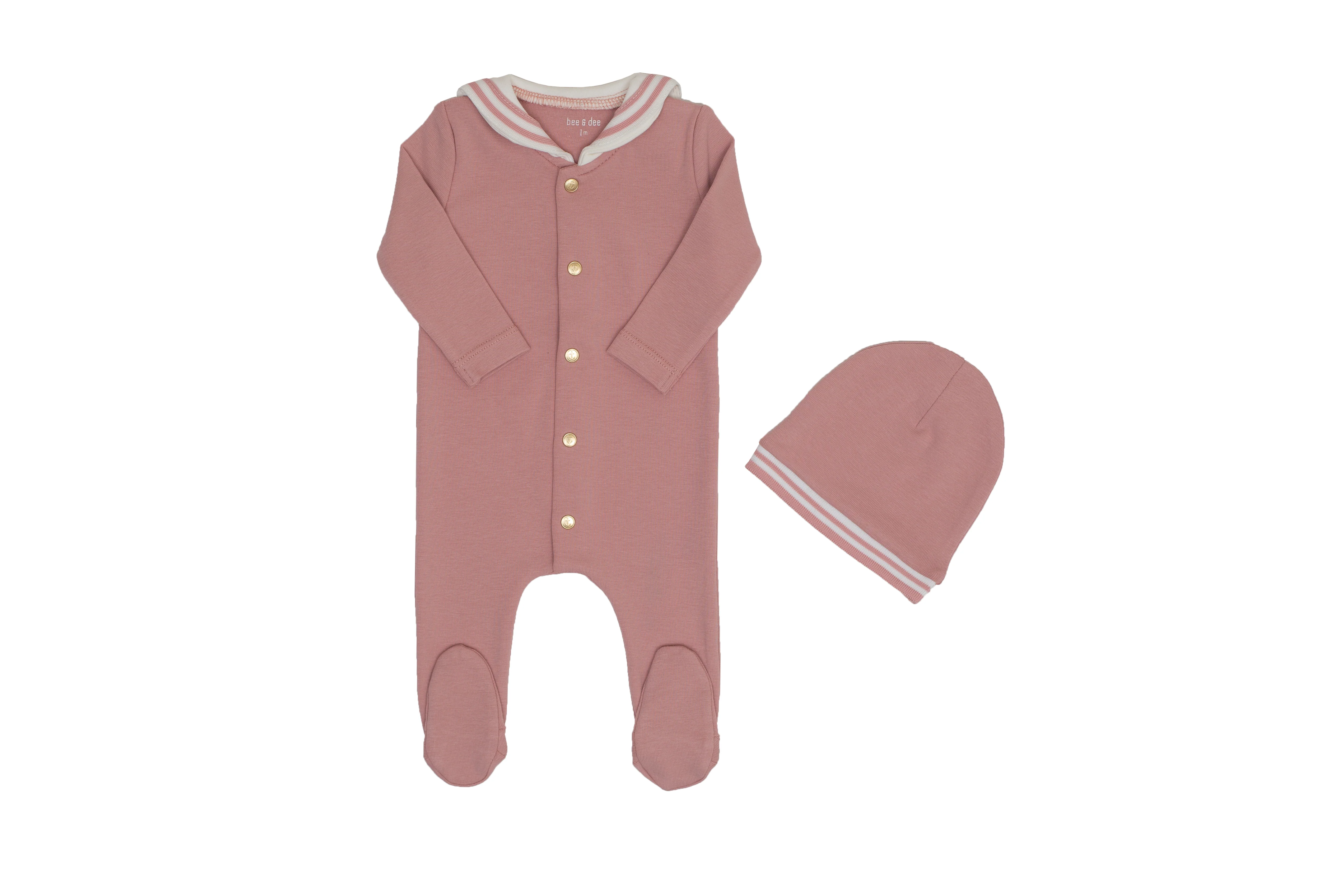 Bee & Dee Grapefruit Sailor Footie/Beanie