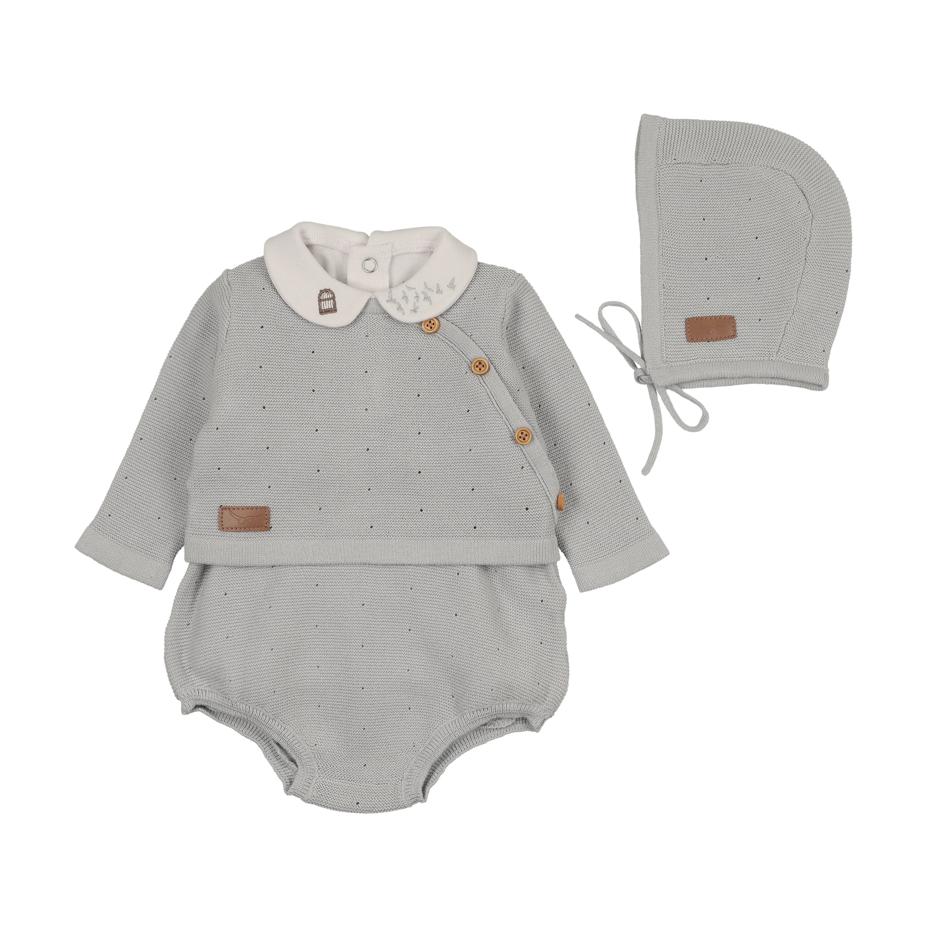 Bee & Dee Leather Knit Outfit Dusty Blue