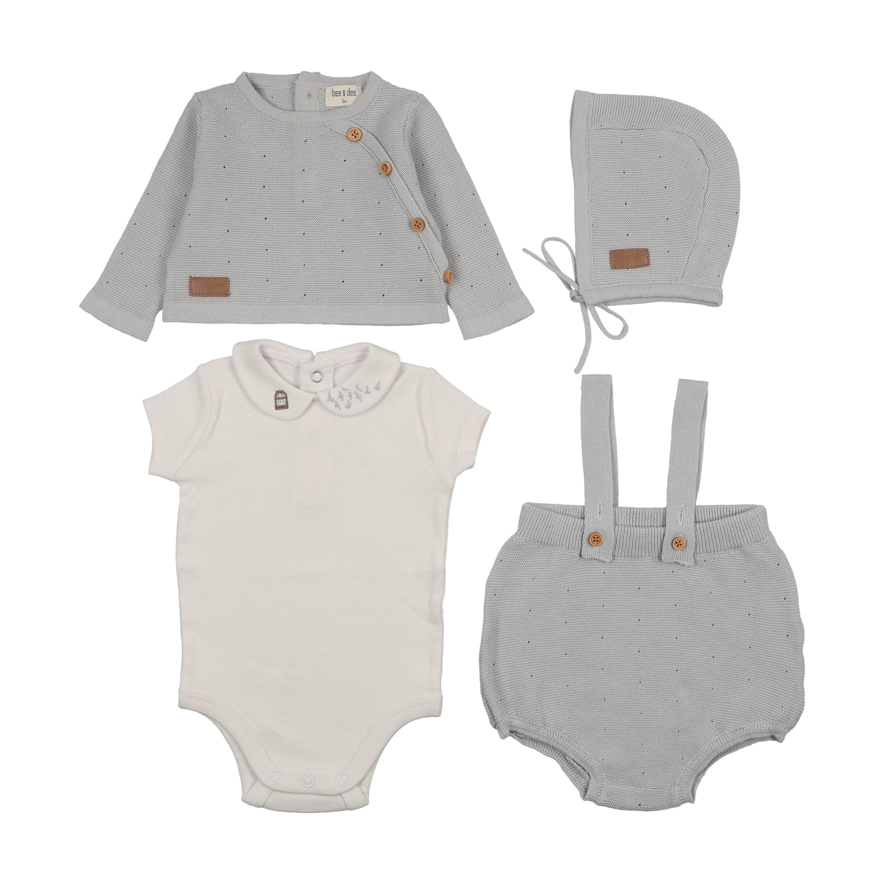 Bee & Dee Leather Knit Outfit Dusty Blue - Image 2