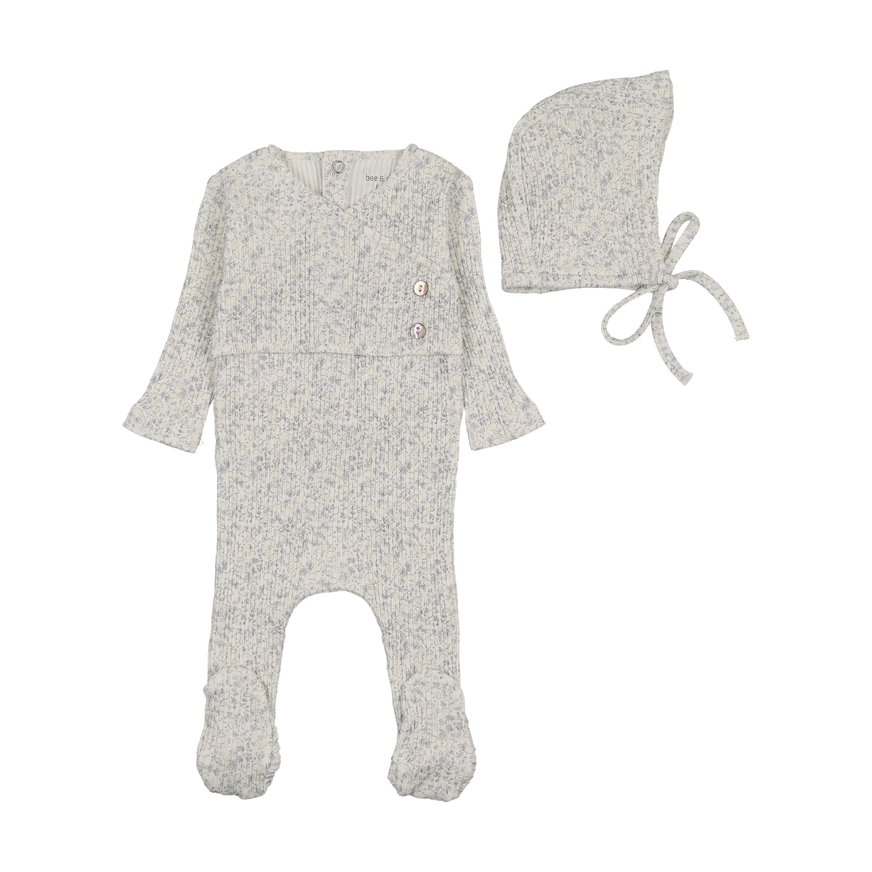 Bee & Dee Lemon Print Footie/Bonnet Boys Print