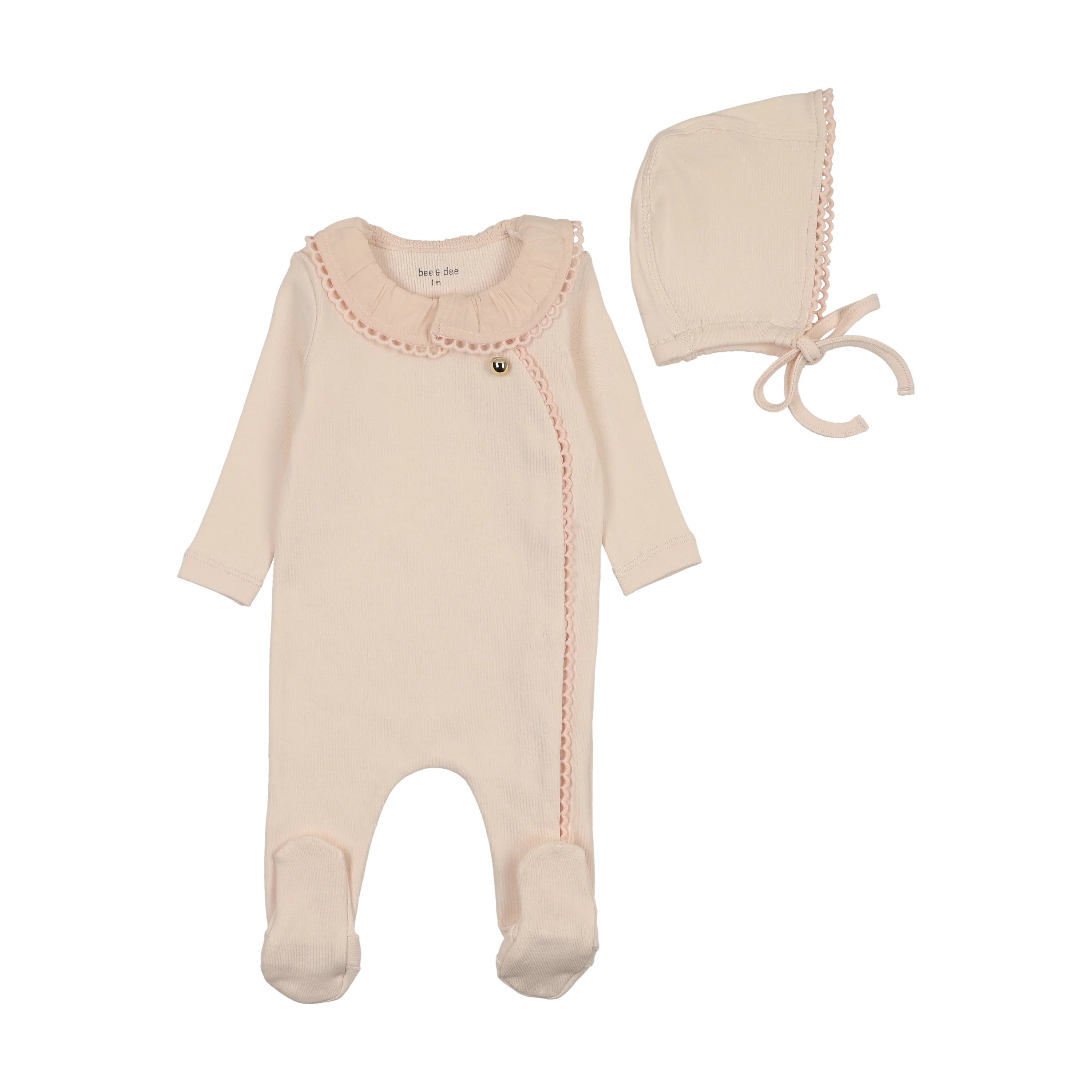 Bee & Dee Pleated Collar Footie/Bonnet Pinkalicious