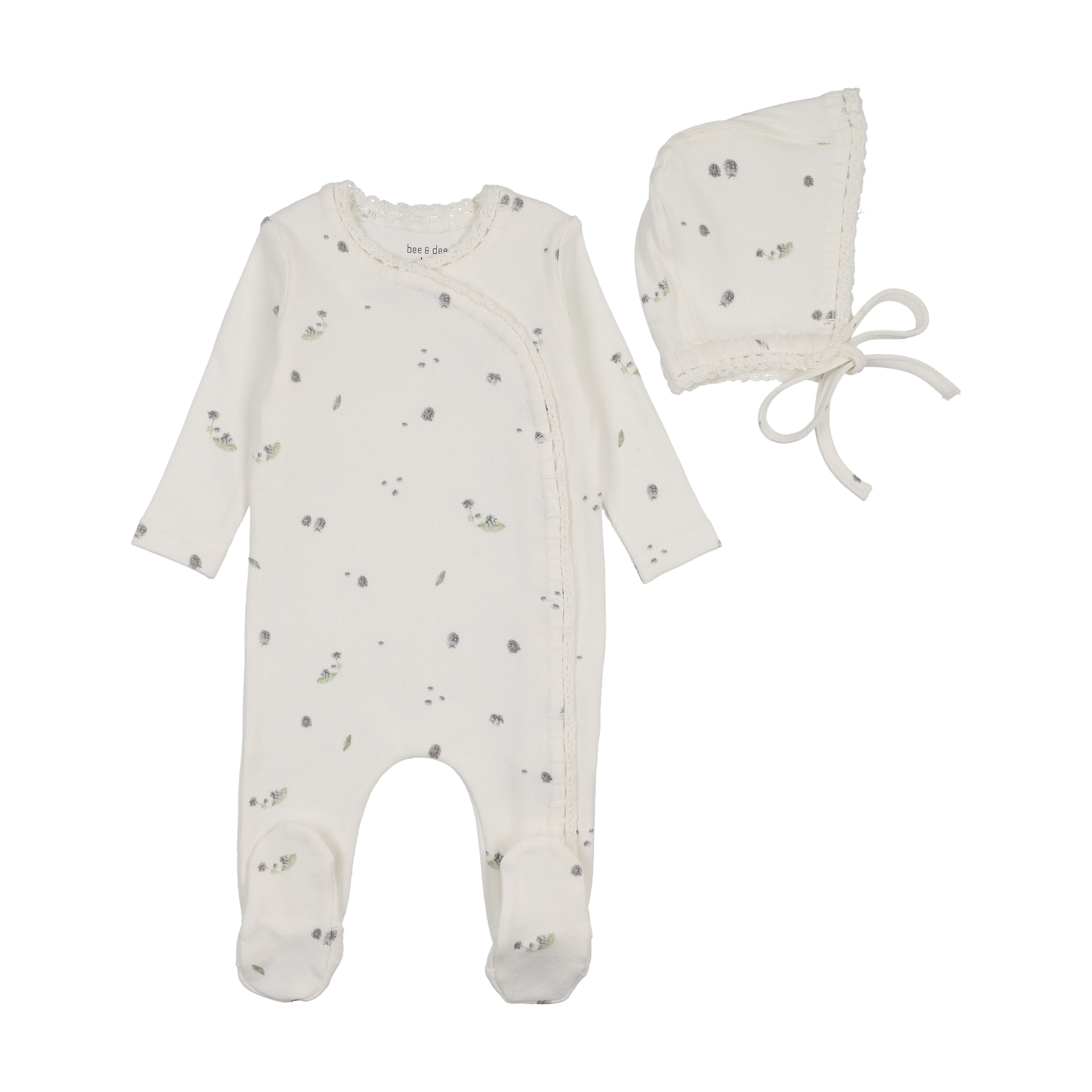 Bee & Dee Sweet Berry Footie/Bonnet Chalk White Boys