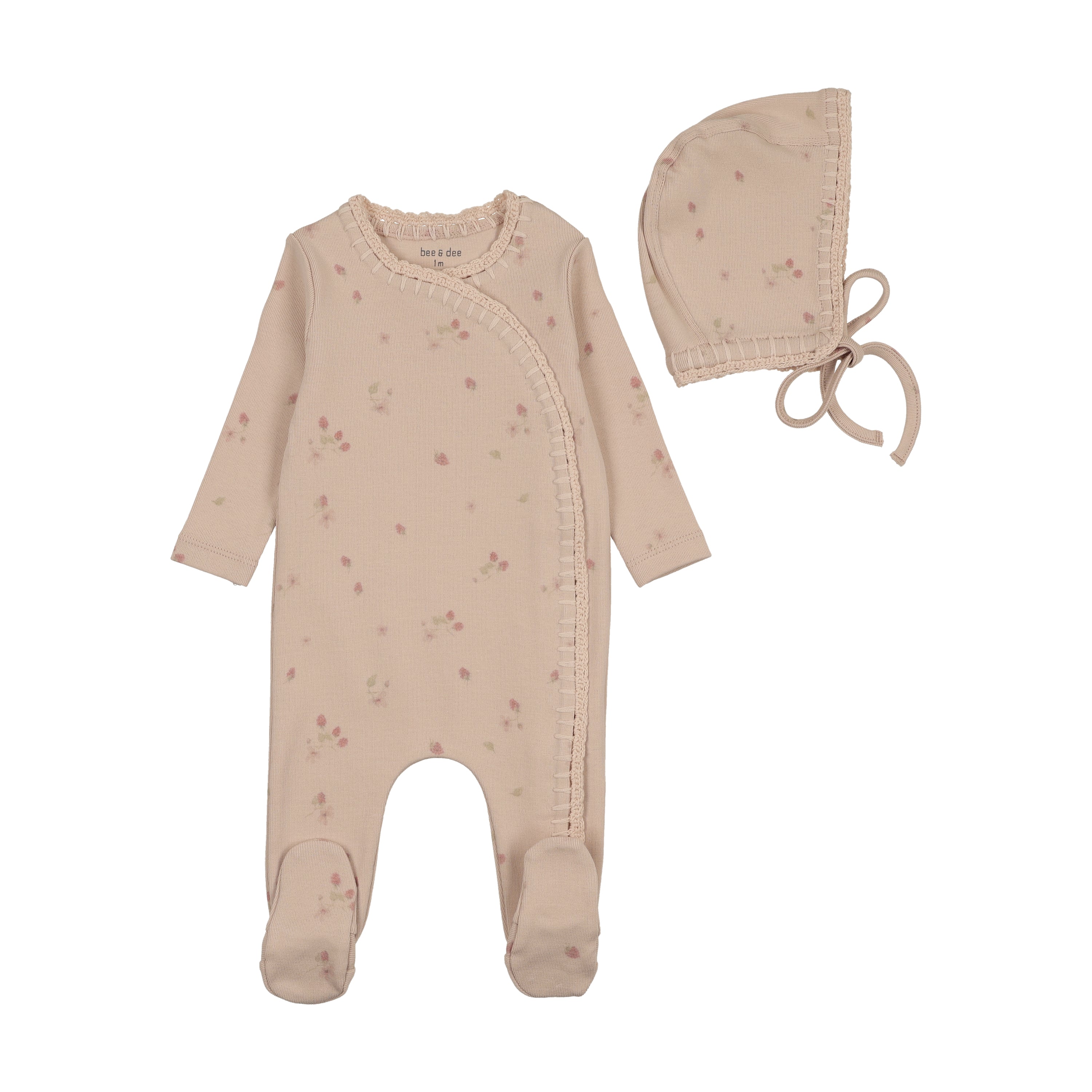 Bee & Dee Sweet Berry Footie/Bonnet Cream Puff