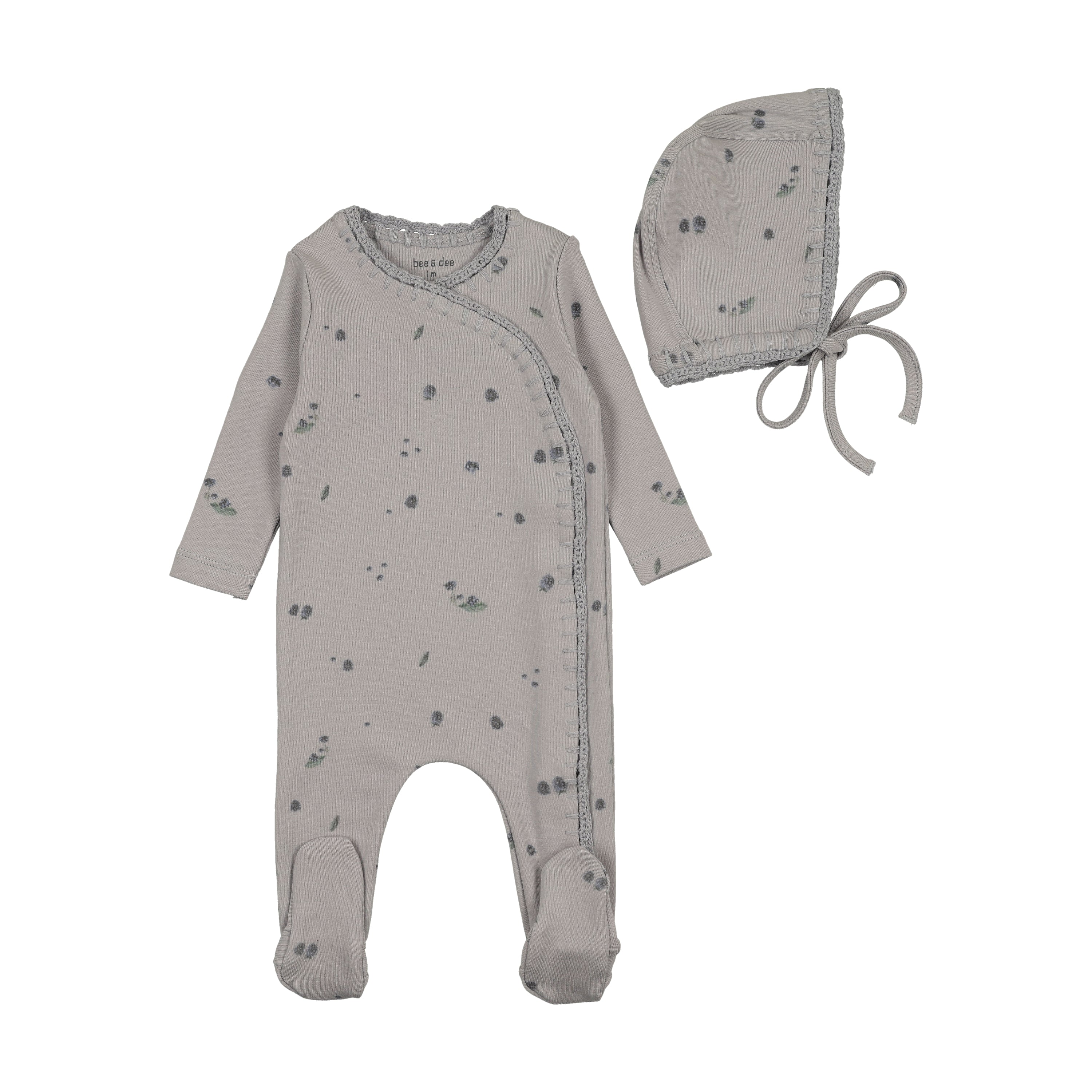 Bee & Dee Sweet Berry Footie/Bonnet Pale Blue