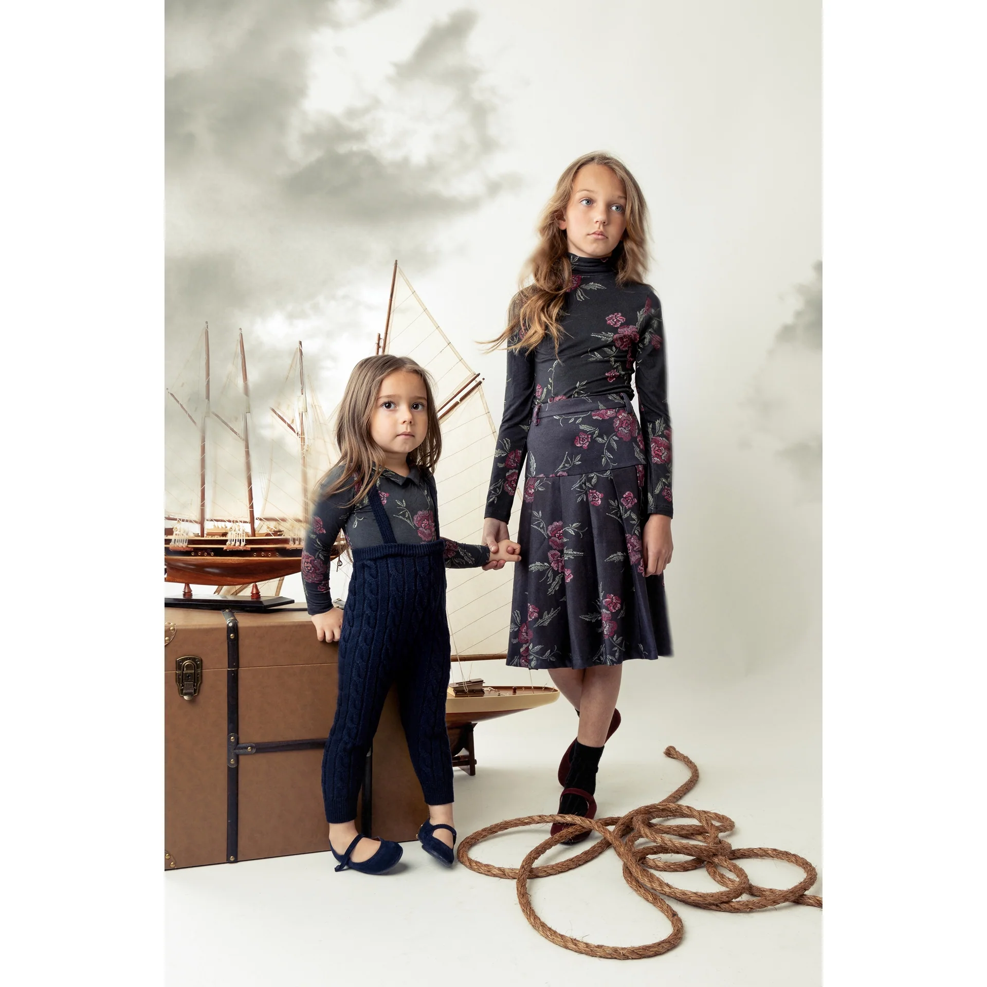 Belati Black Floral Pleated Skirt (BSK335) - Image 2