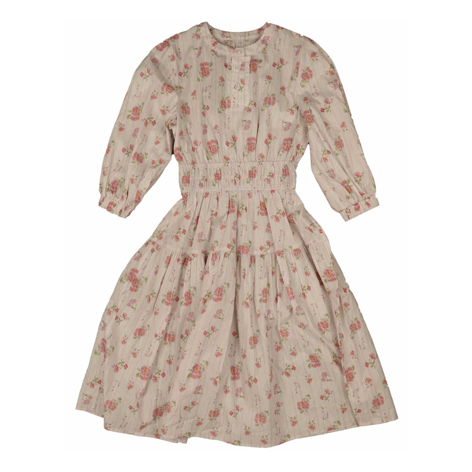 Belati BLUE FLORAL SMOCKED DRESS MIDI (BDR222)