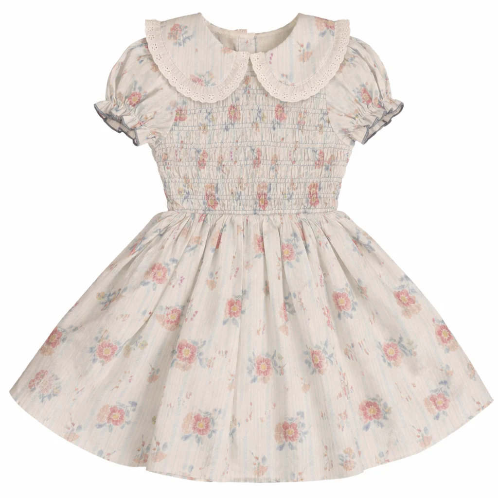 Belati BLUE FLORAL SMOCKED DRESS SHORT SLEEVES (BDR221)