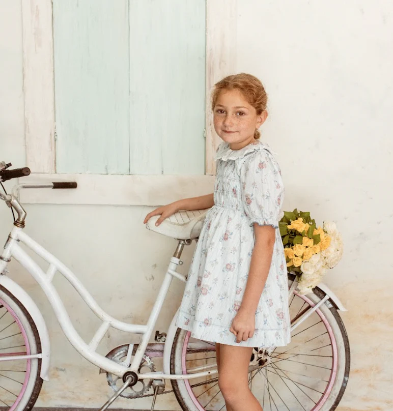 Belati BLUE FLORAL SMOCKED DRESS SHORT SLEEVES (BDR221) - Image 2