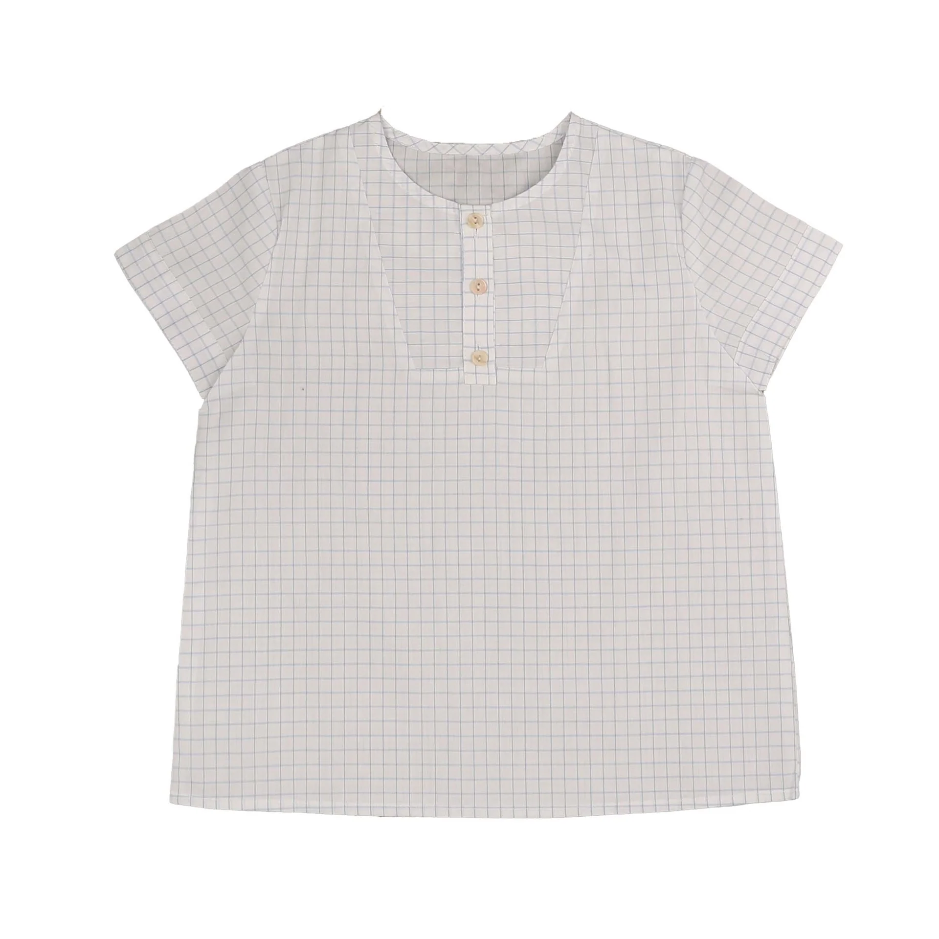 Belati BLUE PLAID SHIRT WITH V PLACKET (BSH246)