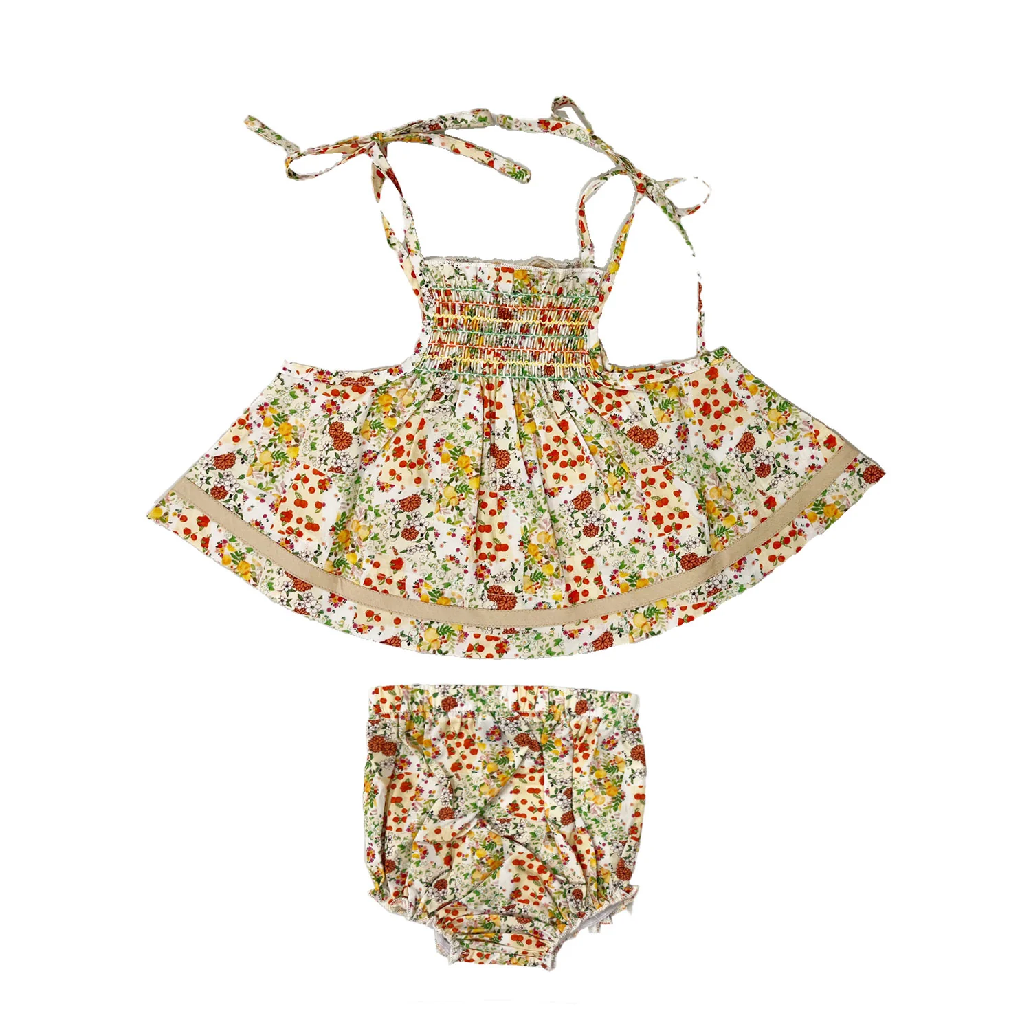 Belati Coral Shoulder Tie Spaghetti Straps Baby Set (BBB515)