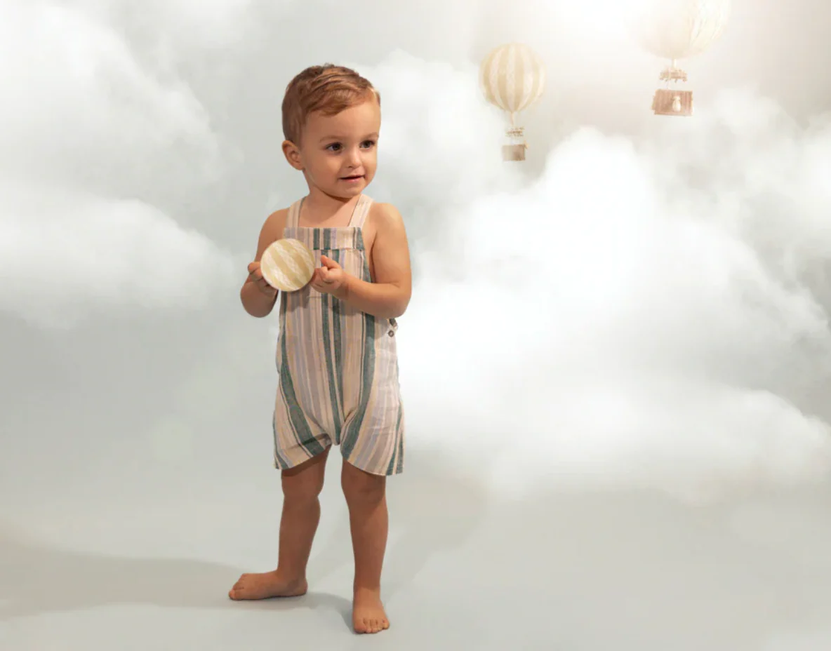 Belati DUCK BLUE LINEN STRIPE OVERALL - Image 3