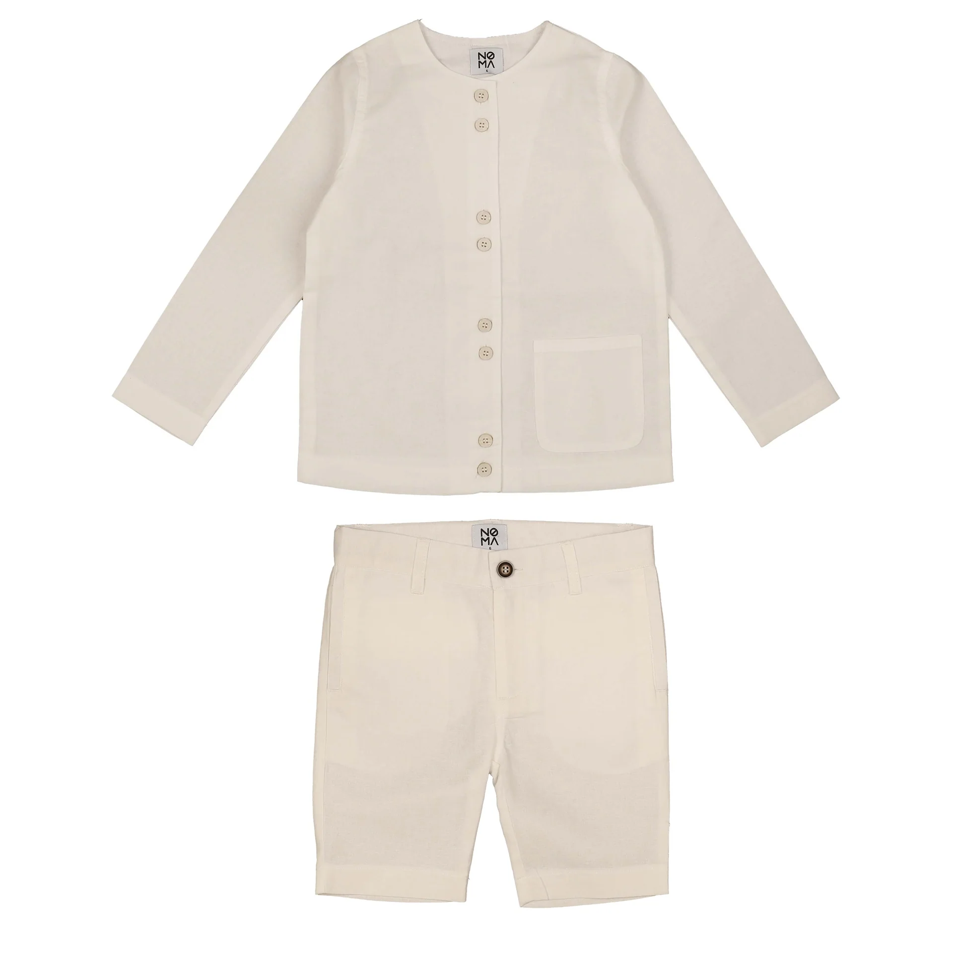 Belati IV IVORY DOUBLE BUTTON LINEN JACKET SET (BJ12232)