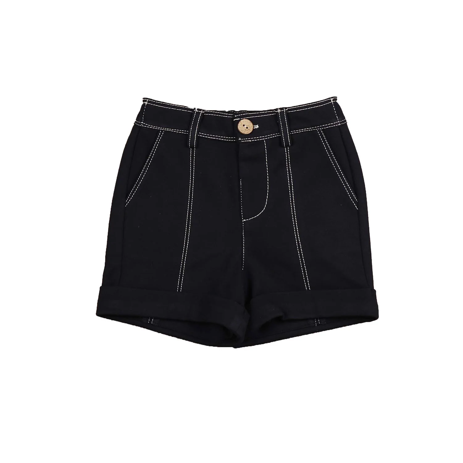 Belati Jersey Navy Double Line Stitch Detail Shorts (BBM558)