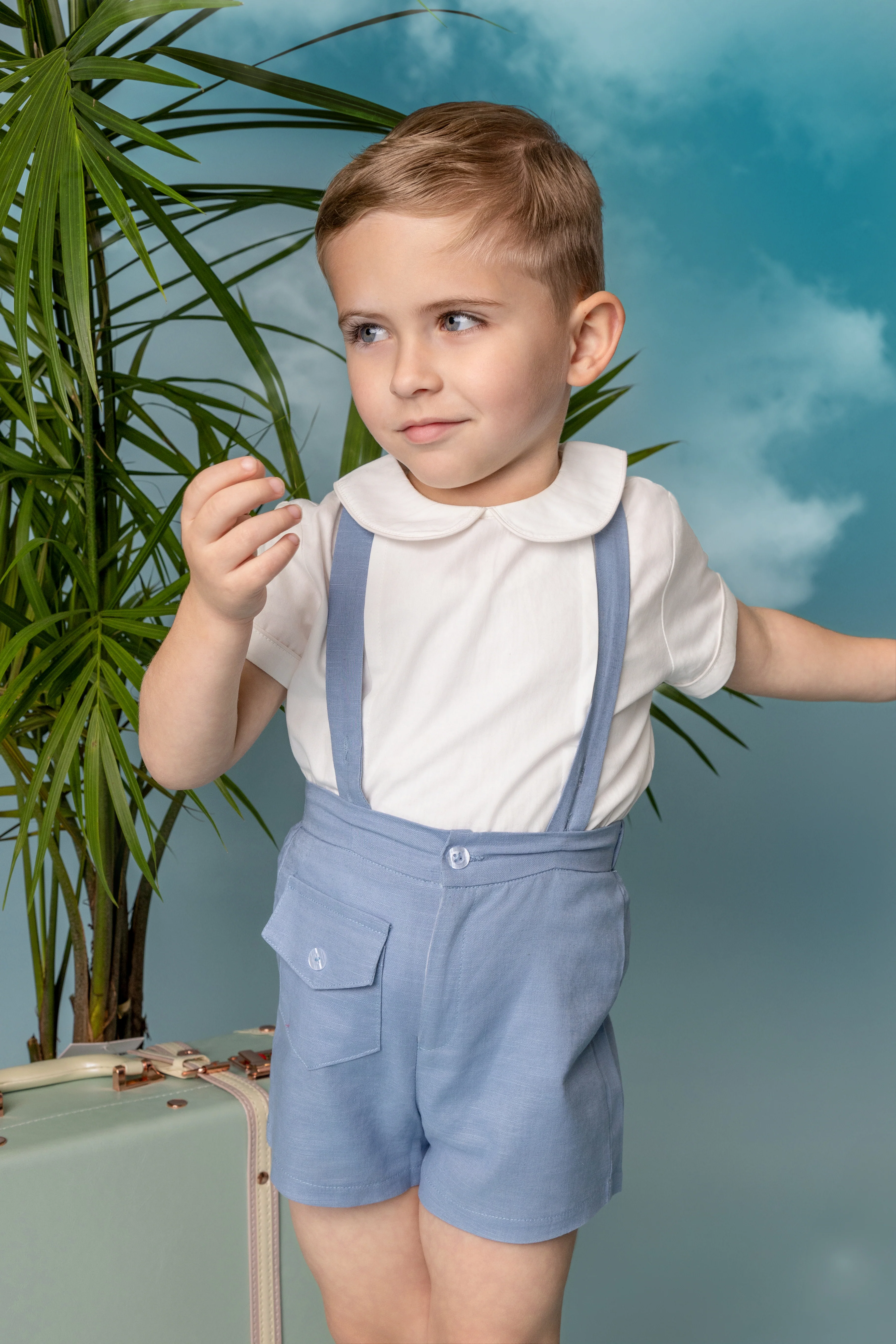 Belati Light Blue Baby Overalls With Flap Pocket (BBB506) - Image 2