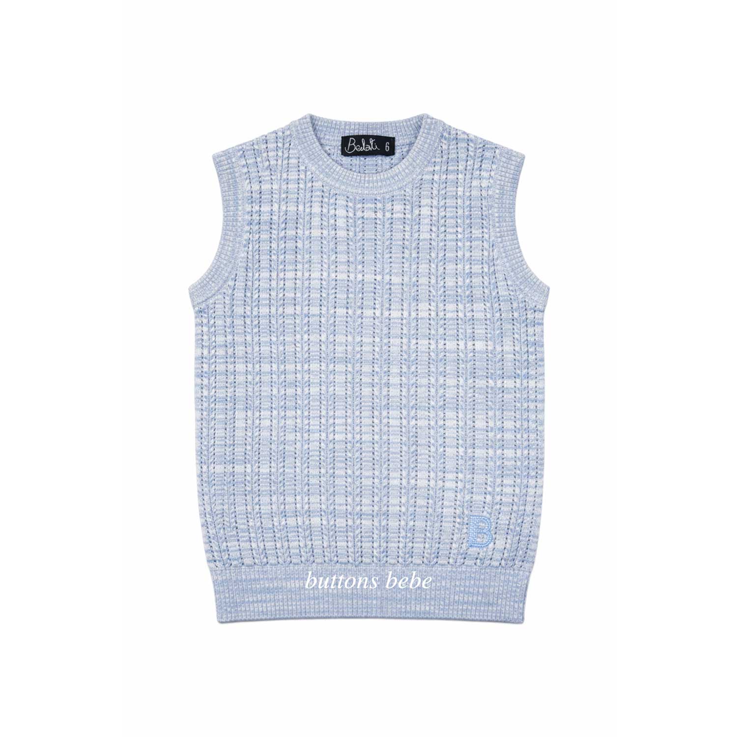 Belati LIGHT BLUE MARLED BRAIDED VEST BKN251