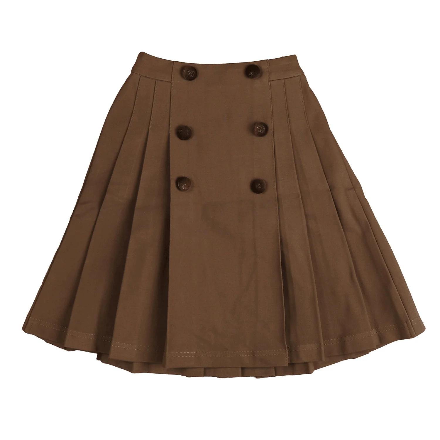 Belati Mocha Scuba jersey pleated skirt with buttons (BSK662)