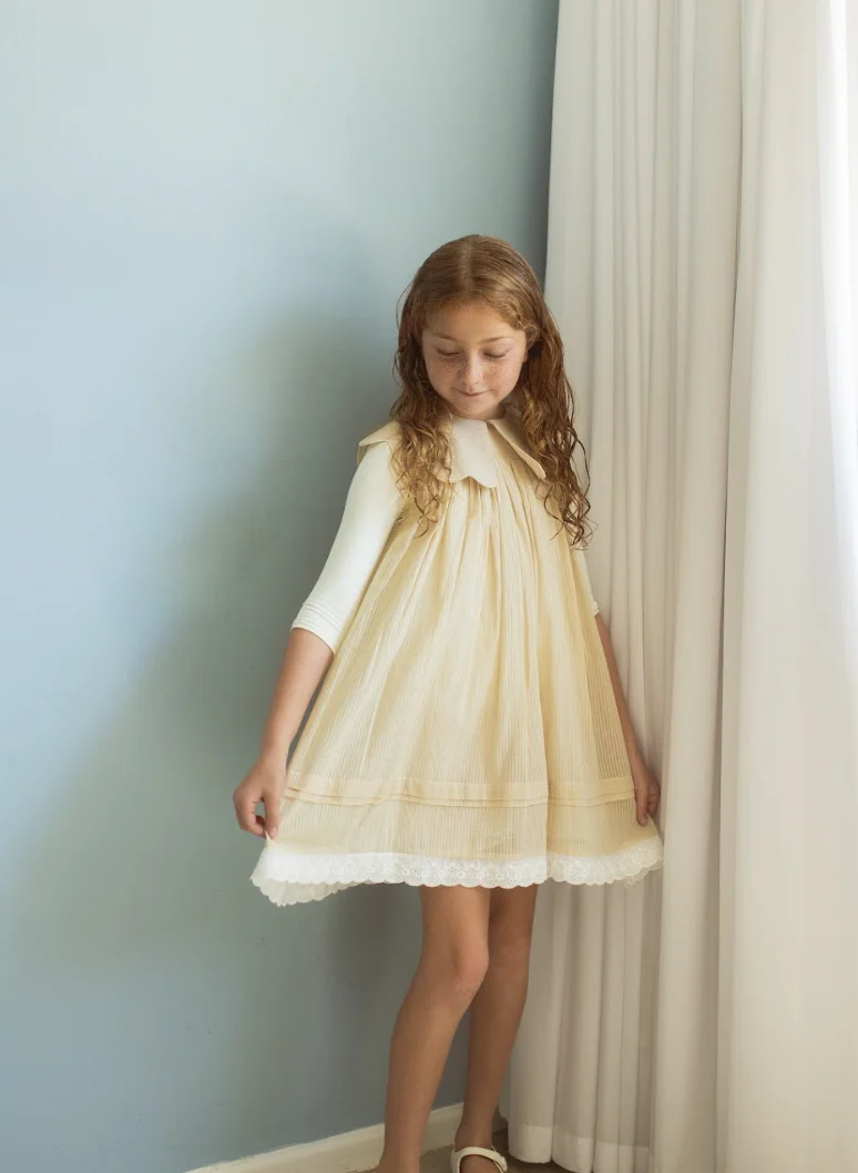 Belati PINK STRIPED SCALLOP COLLAR DRESS (BDR216)- No Sleeves - Image 2