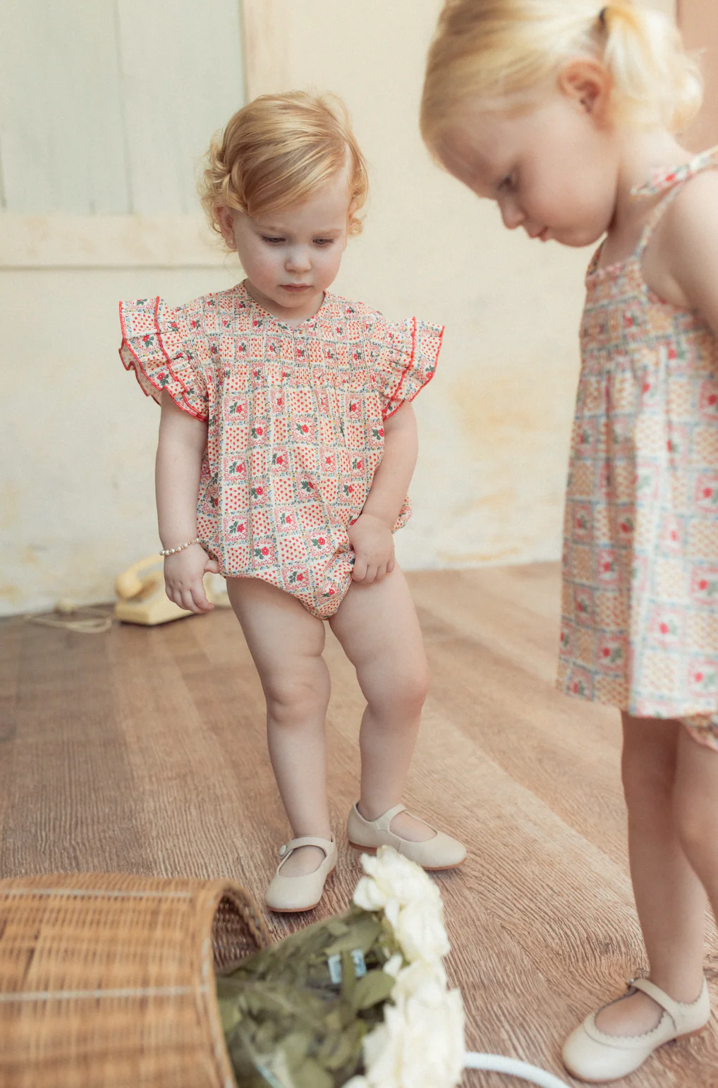 Belati RED PATCHWORK SMOCKED ROMPER (BBB206) - Image 2