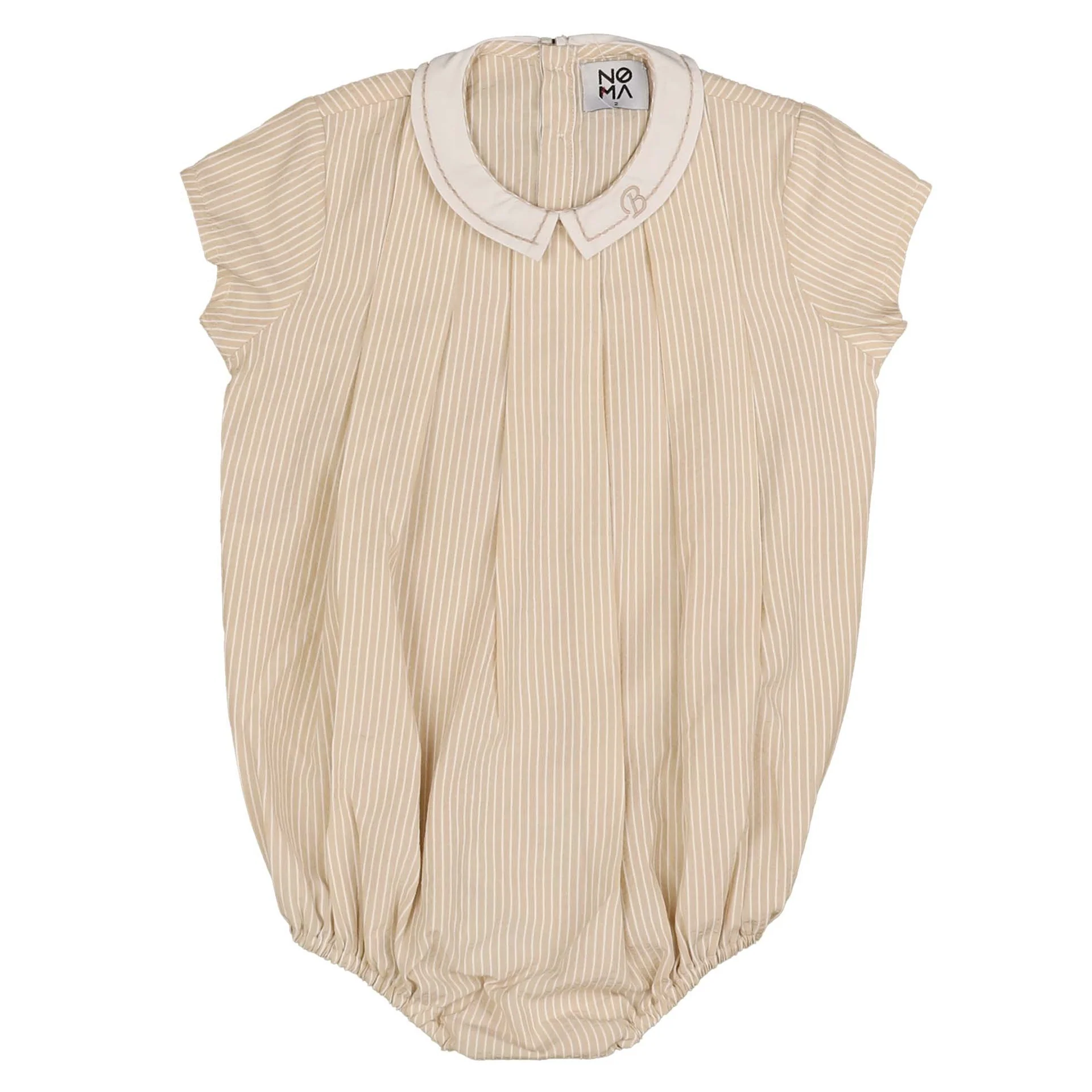 Belati SAND STRIPED ROMPER WITH EMBROIDERED COLLAR (BBB247)