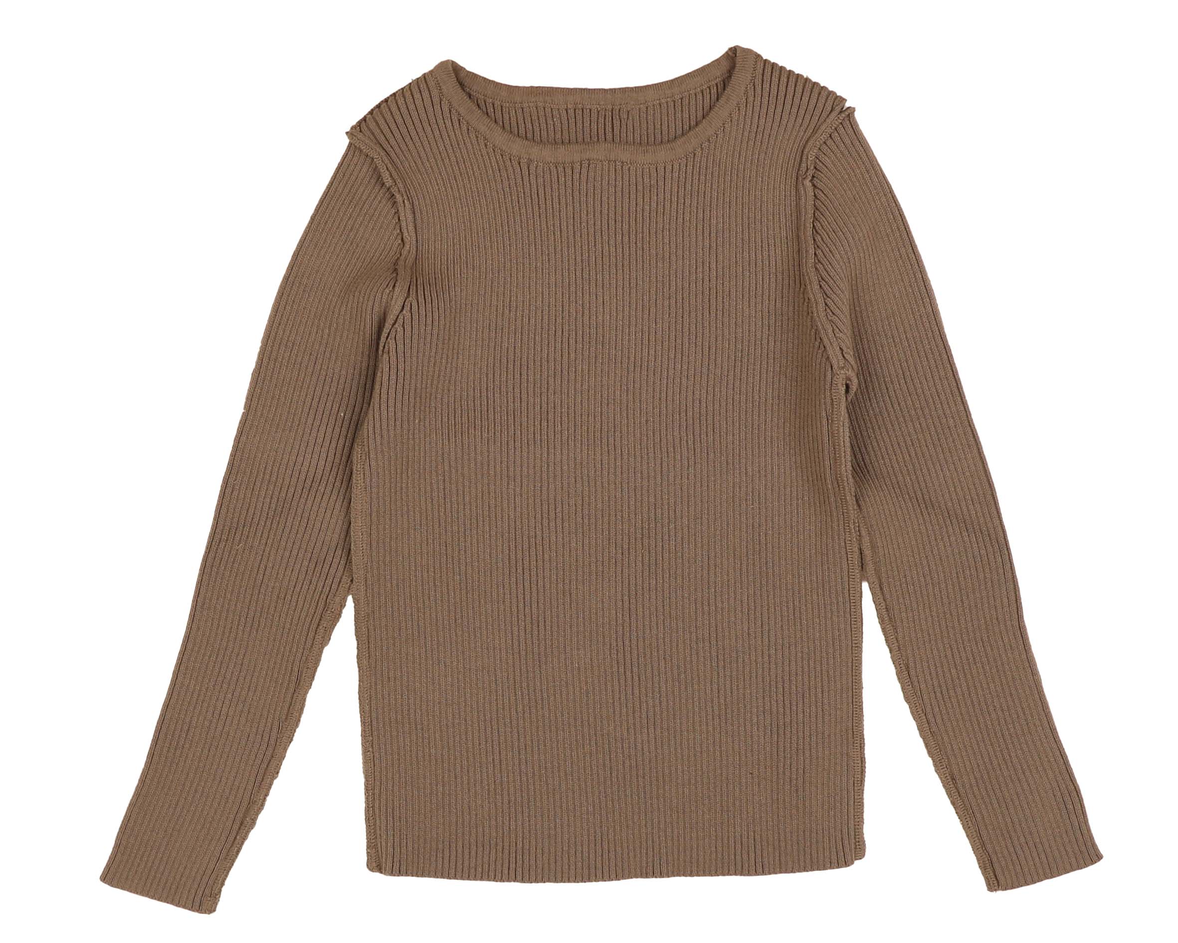 Belati Taupe Basic Ribbed Knit Baby Shell (BKN473TA)