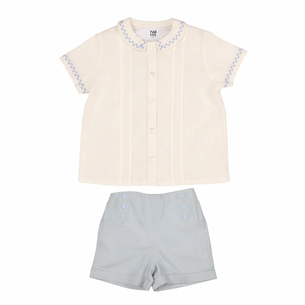Belati WB WHITE BLUE X EMBROIDERY 2 PC Set BSE239