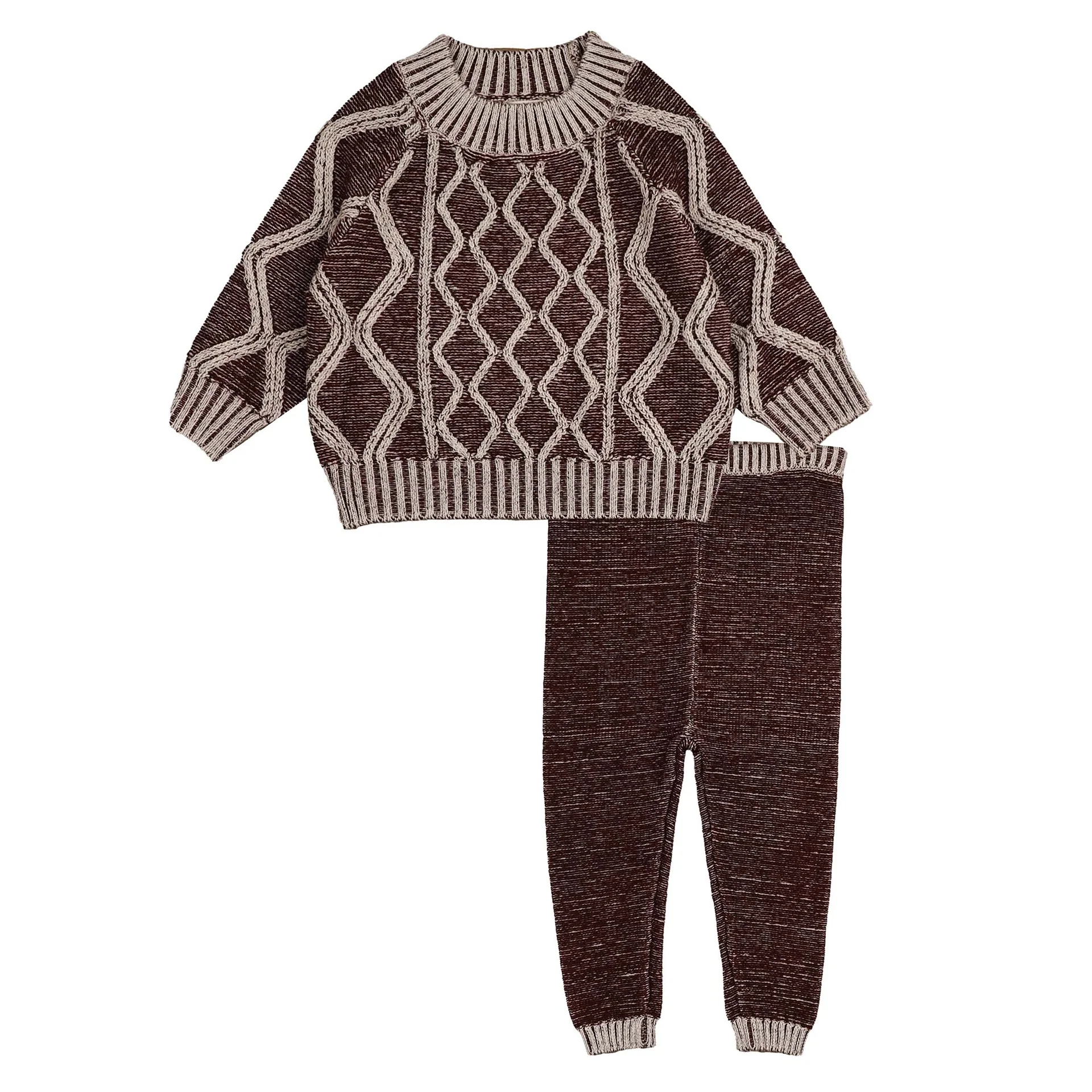 Belati Wine Distressed Diamond Textured 2Pc set (BKN377)
