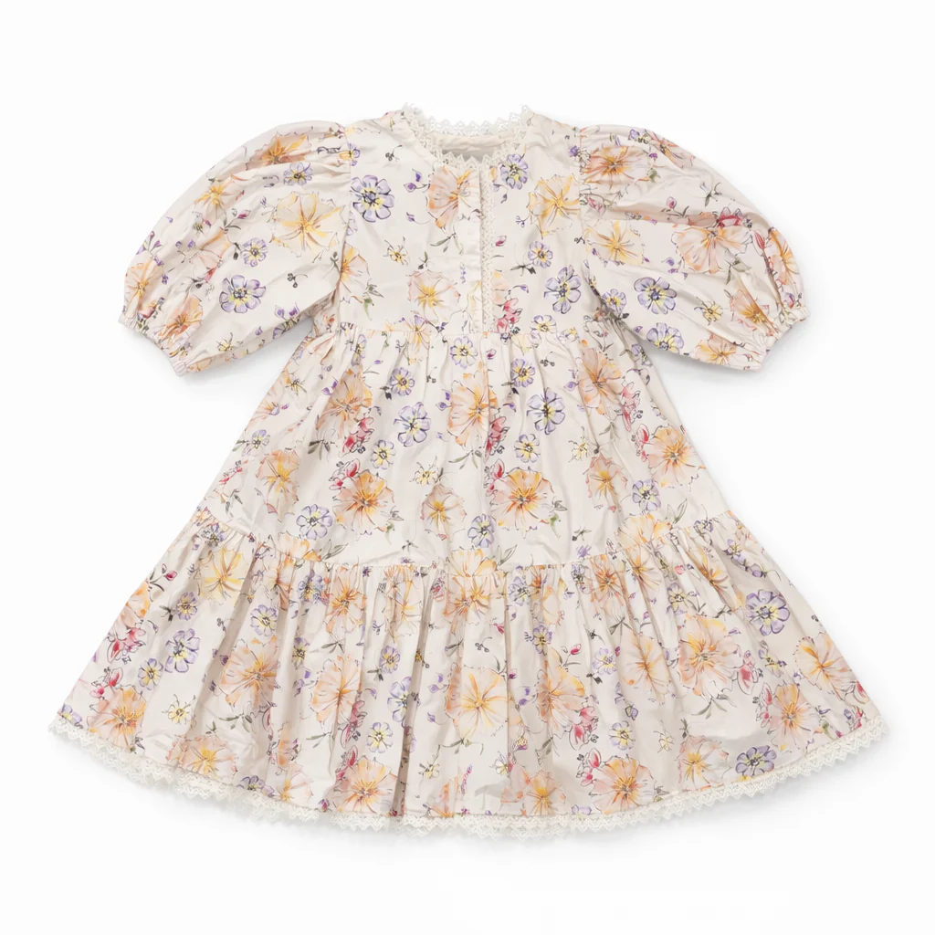 Belati YELLOW FLORAL DRESS WITH FRONT PLACKET (BDR211)