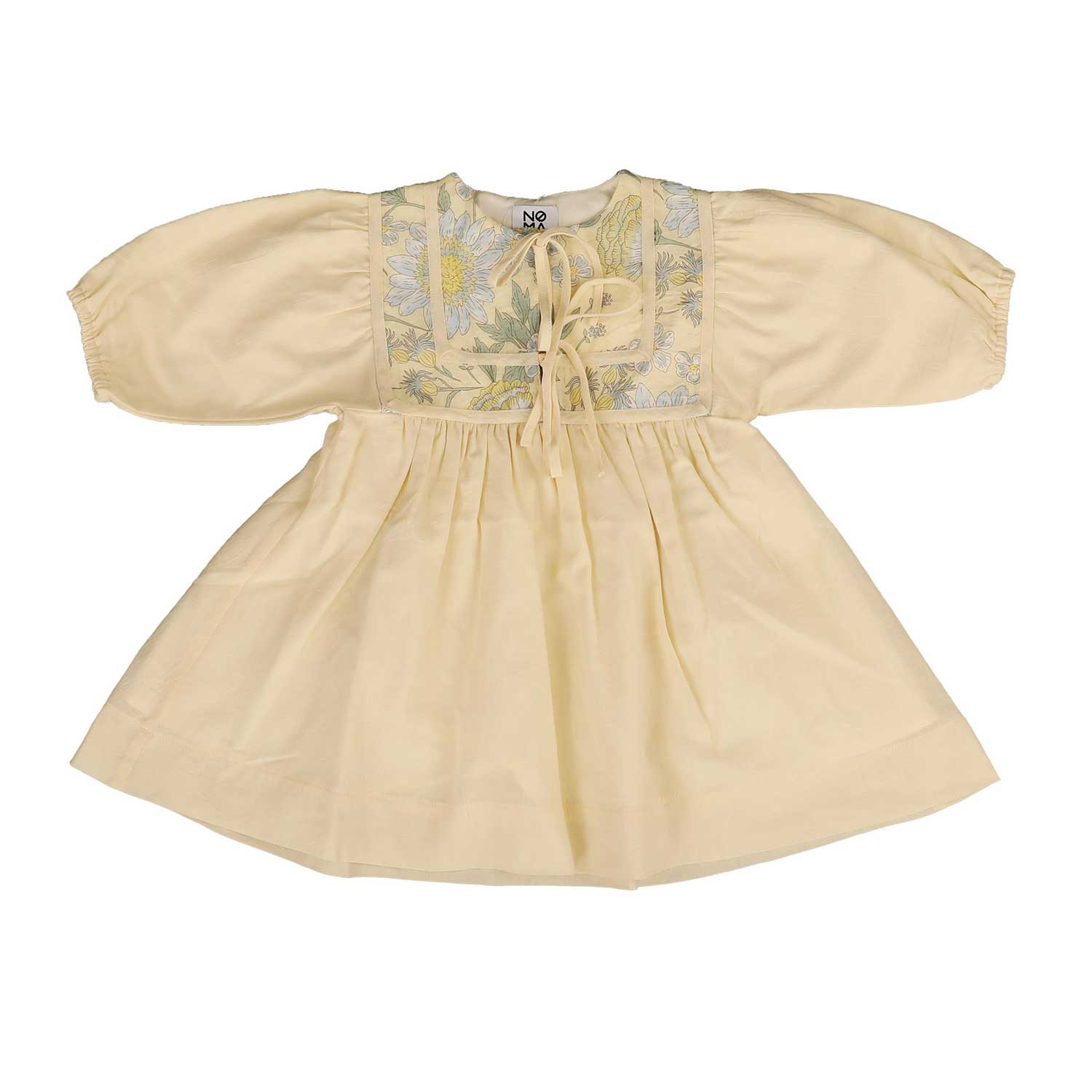 Belati YELLOW SOLID TO FLORAL BIB DRESS SHORT SLEEVES (BDR228)